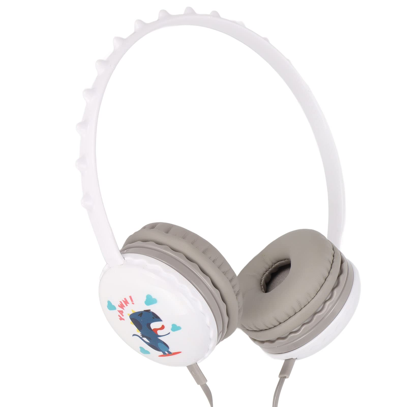 **Estink Kids Dinosaur Headphones with 3.5mm Jack - Adjustable Volume, Stereo Surround Sound for Boys & Girls - Perfect for School, Travel, and Gaming (White)**