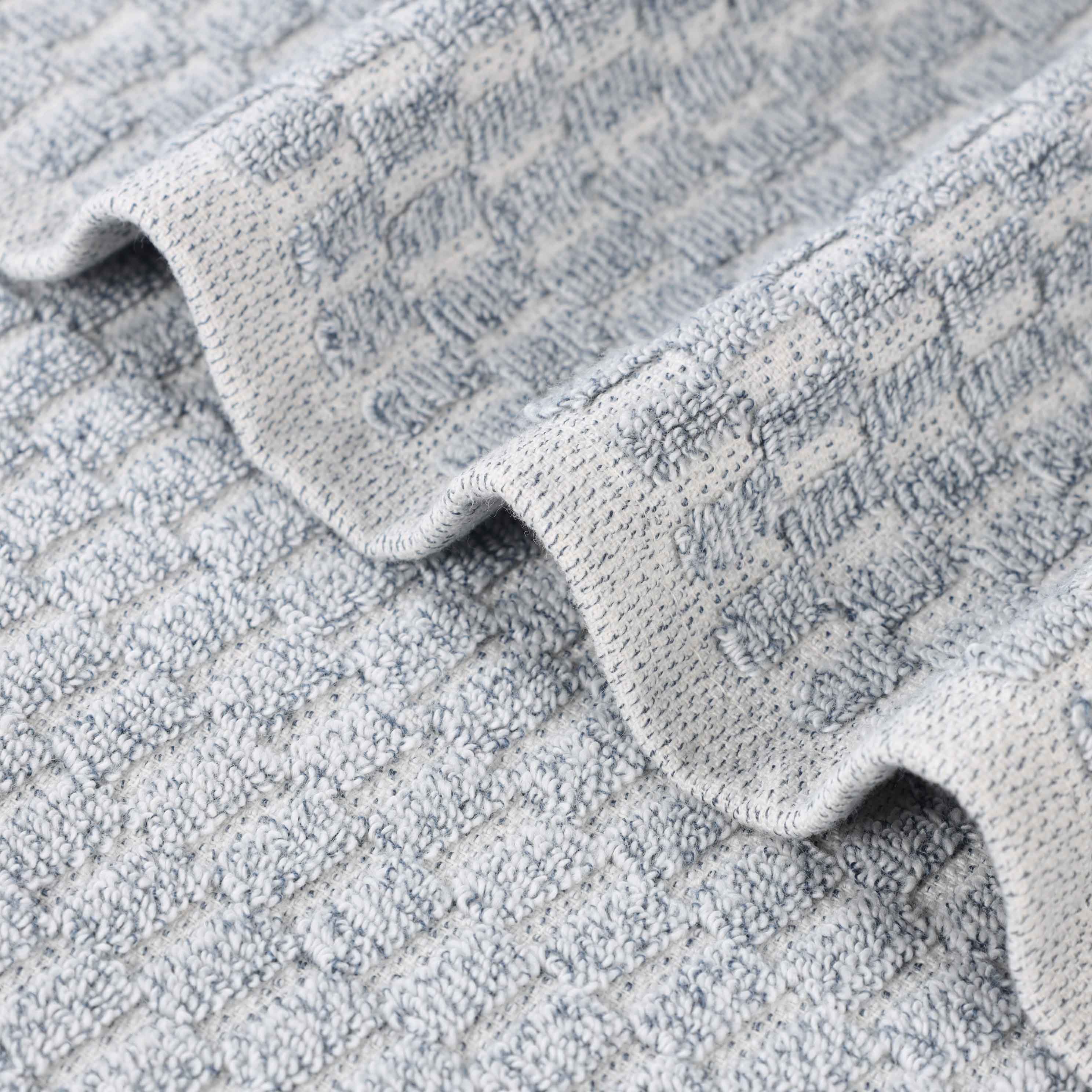 Premium Juno Cotton Blend Medium Weight Checkered Border Bath Towels - Set of 2, Soft & Absorbent for Spa, Bathroom & Beach Use