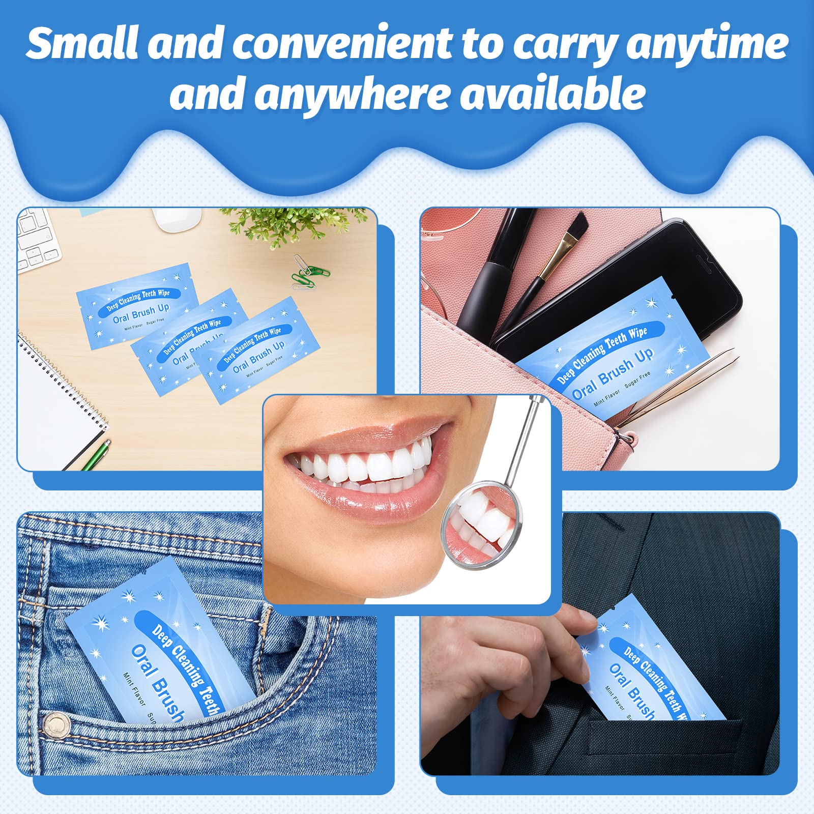 300 Pcs Disposable Finger Toothbrush Wipes - Textured Surface for Deep Teeth Cleaning, Oral Care for Adults & Kids - Perfect for Travel, Camping, and Post-Dental Care - Individually Wrapped Bulk Pack