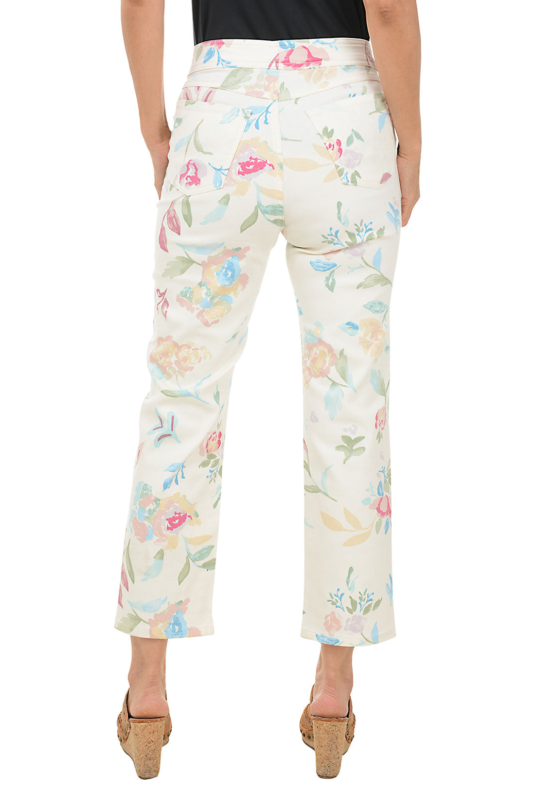 Libby Denim Crop Pants with Floating Flowers Design - Trendy High Waisted Distressed Jeans for Women | Perfect for Casual Outings, Dates & Summer Fashion