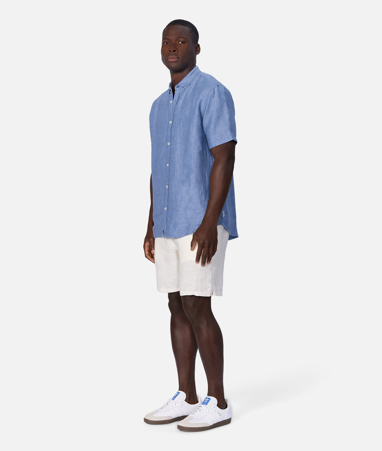 Trinidad Linen Blend Short Sleeve Shirt in Dark Chambray - Size 24 | Comfortable & Stylish Casual Wear for Men