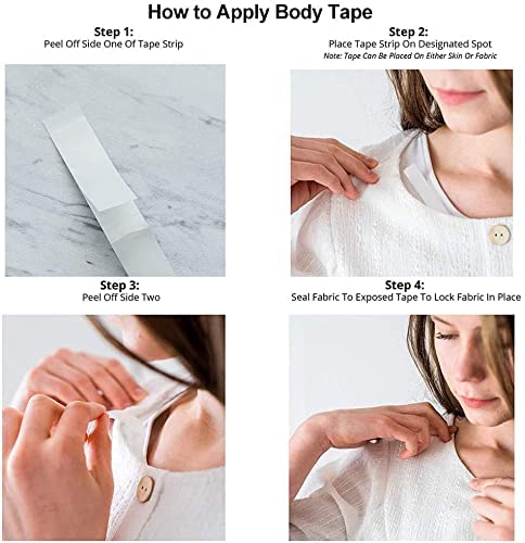 Perriha Fashion Double Sided Extra Wide Tape for Clothing & Body - 36 Strips Pack, Transparent Clear for All Skin Tones | Secure Outfits, Prevent Wardrobe Malfunctions, Perfect for Dresses, Tops & Swimwear