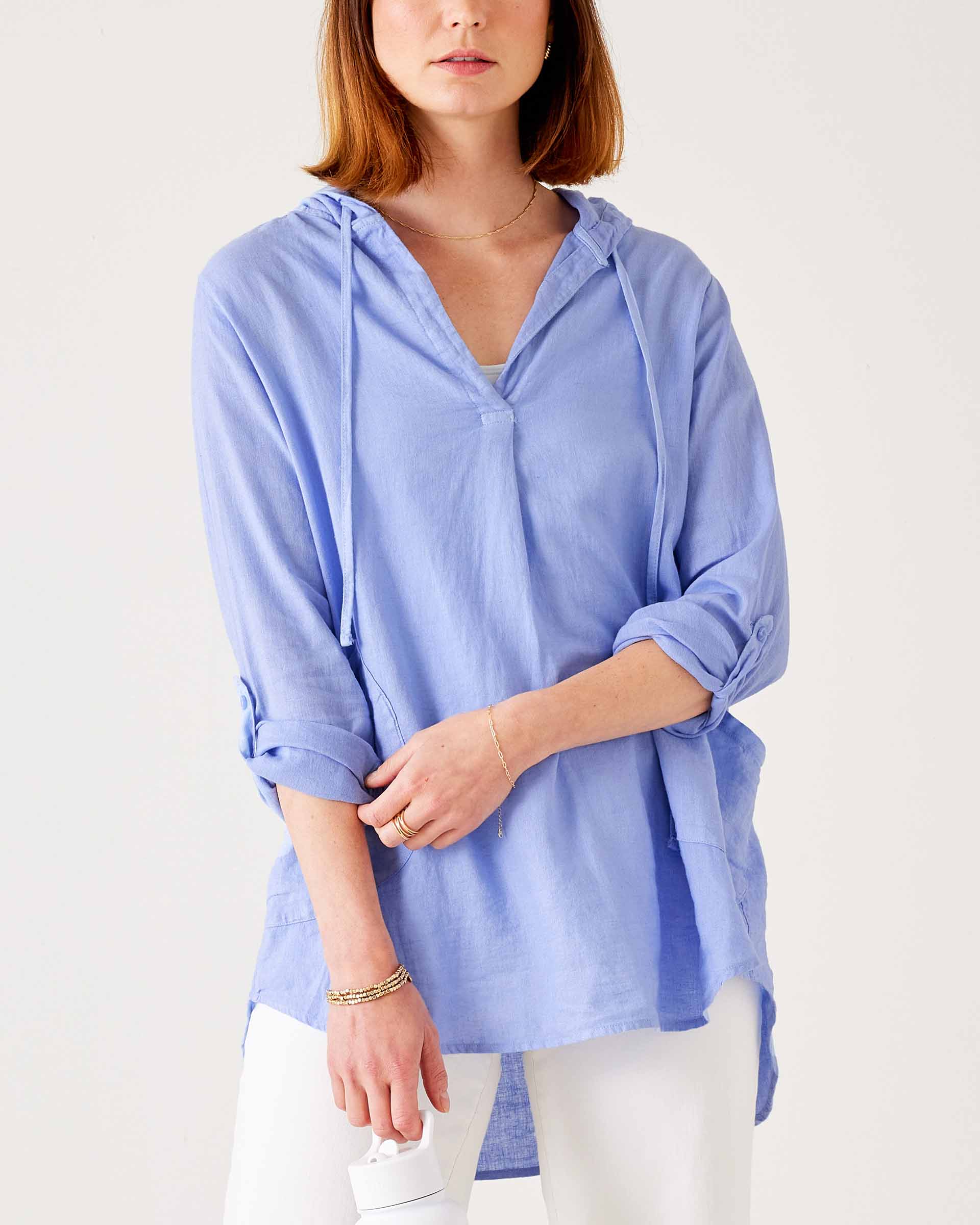 Stylish Hermosa Linen Hoodie Tunic for Women - Comfortable Oversized Pullover with Pockets - Perfect for Casual Wear, Yoga & Lounge