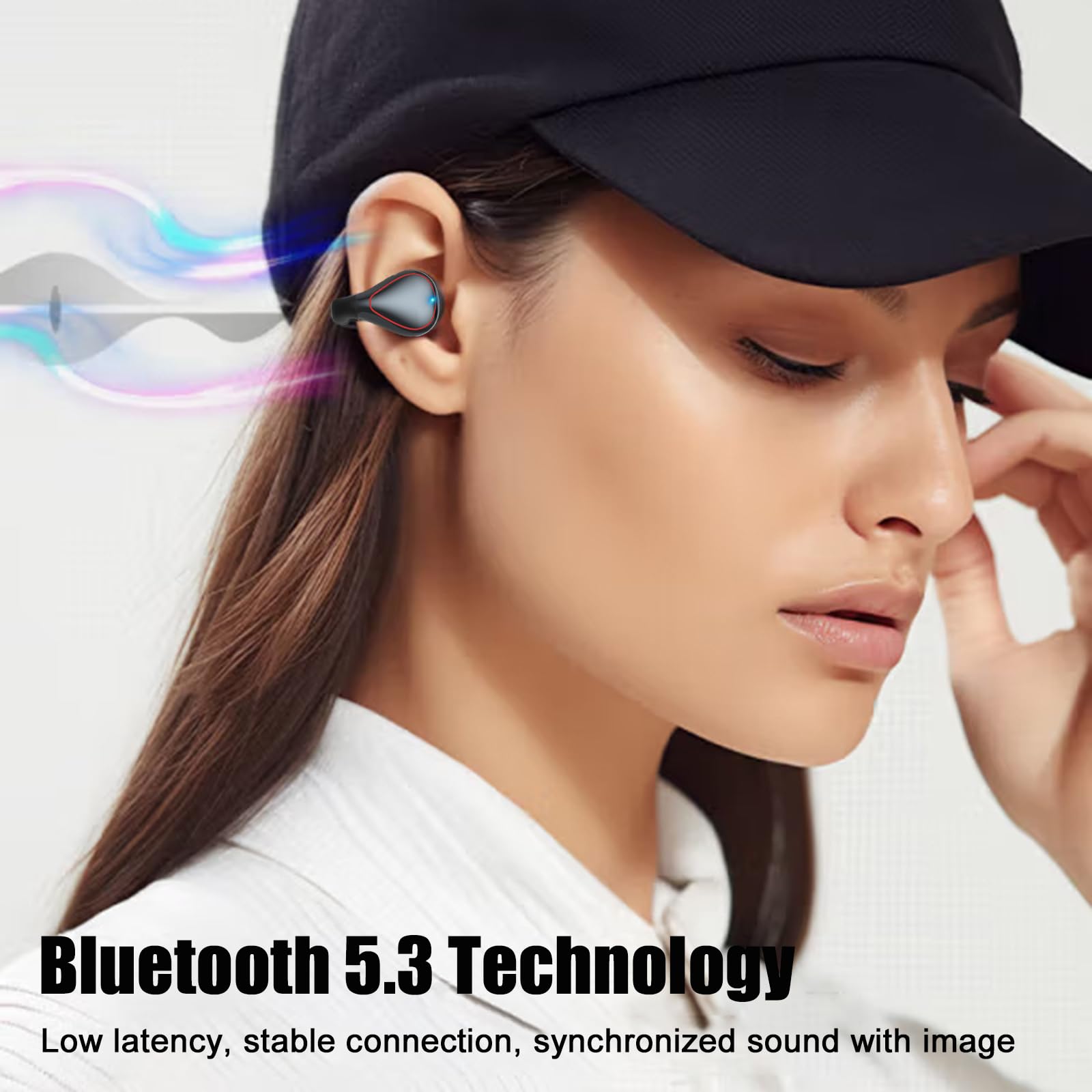 Wireless Clip-On Open Ear Earbuds - Bluetooth 5.3 Headphones with Mic, 8H Playtime, IPX5 Waterproof, Lightweight & Comfortable for Running, Cycling & Workouts (Grey)
