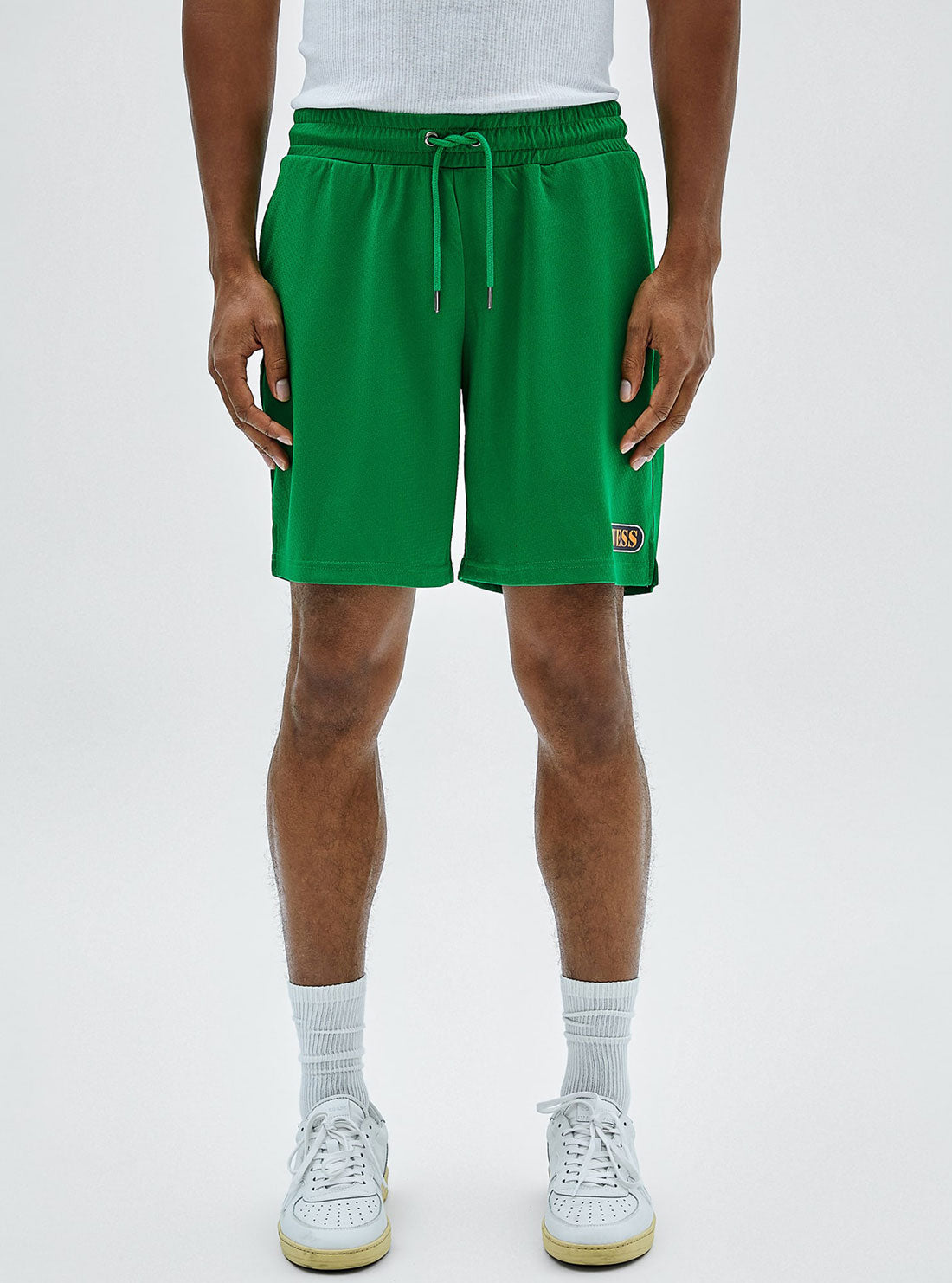 Guess Originals Green Sonic Mesh Shorts for Men - Comfortable Athletic Running Shorts with Breathable Fabric - Perfect for Gym, Workout, and Casual Wear