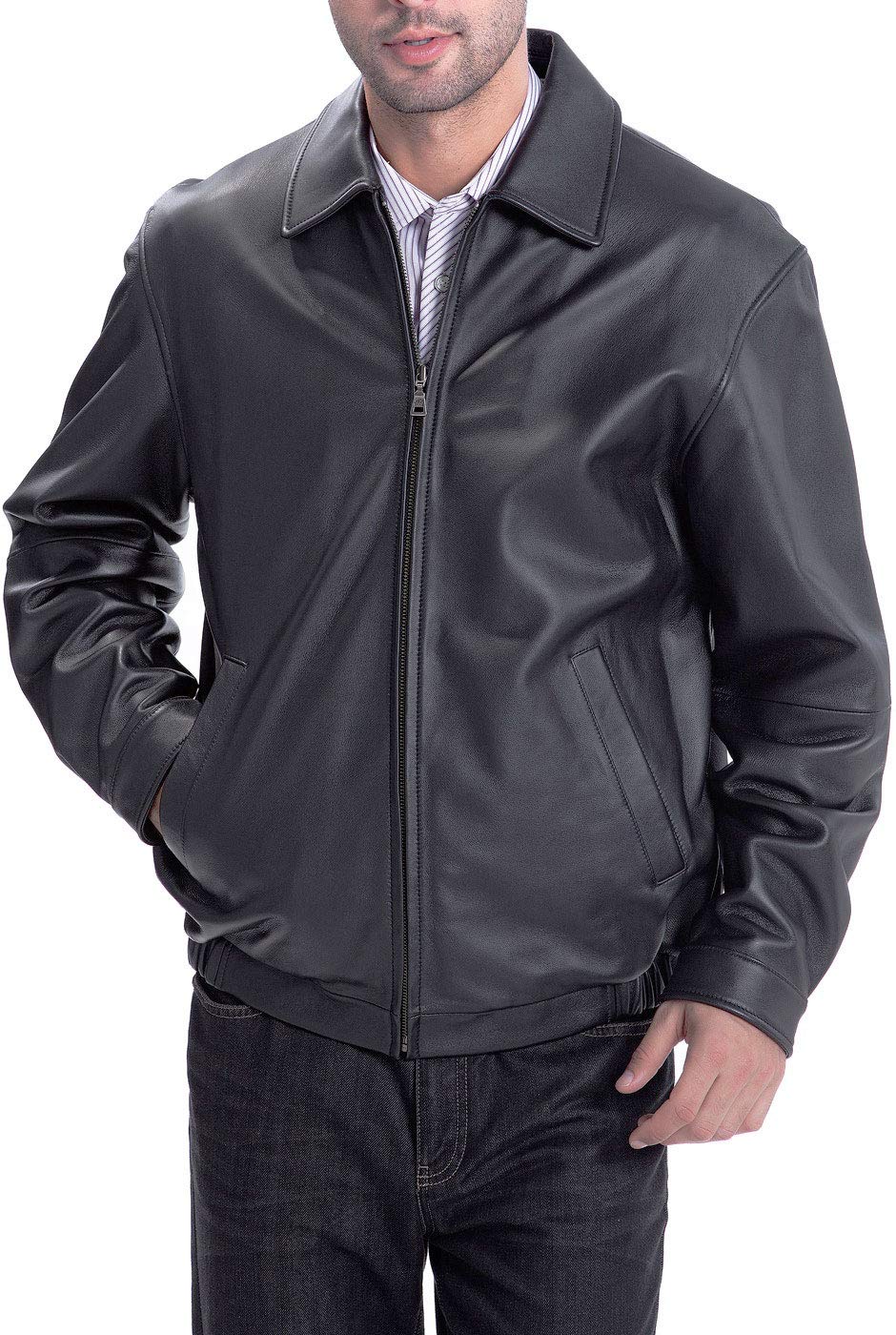 Premium BGSD Men's Derrick Lambskin Leather Bomber Jacket - Genuine Leather, Big & Tall Sizes Available - Stylish Outerwear for Casual Wear, Night Out & Motorcycle Riding