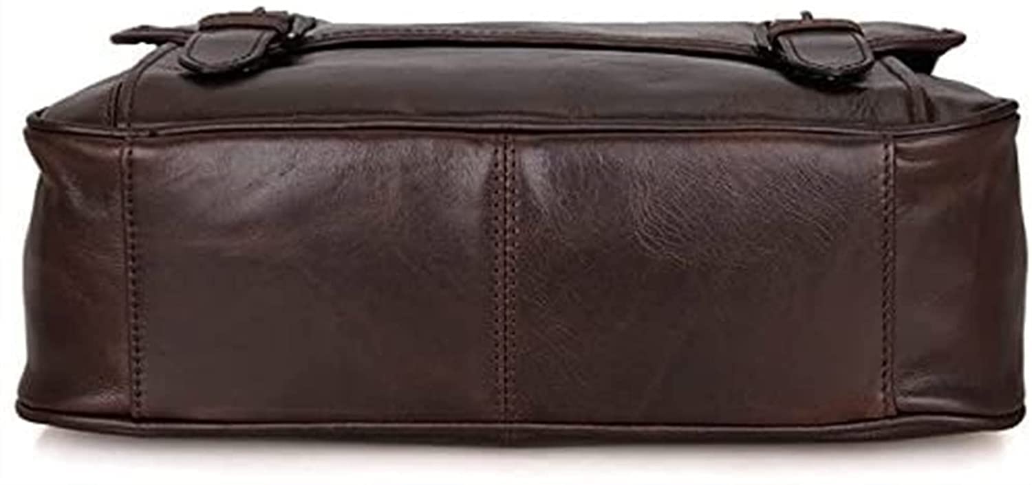 Premium Handmade Genuine Leather Full Flap Messenger Bag - Laptop Satchel with Padded Protection (Brown, 35.5x10x30.5cm) - Perfect for Business, Travel & College Commute