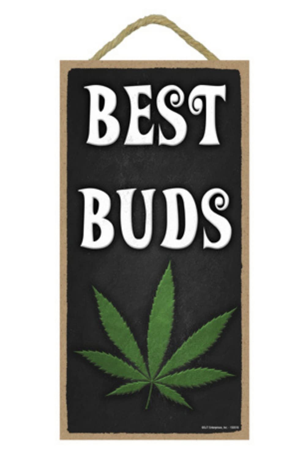 Popfizzy Best Buds Wood Weed Sign - Funny Marijuana Wall Decor for Stoner Room, Cannabis Themed Gift for Best Friends - Perfect for Home Bar, Man Cave & Smoking Lounge Decorations