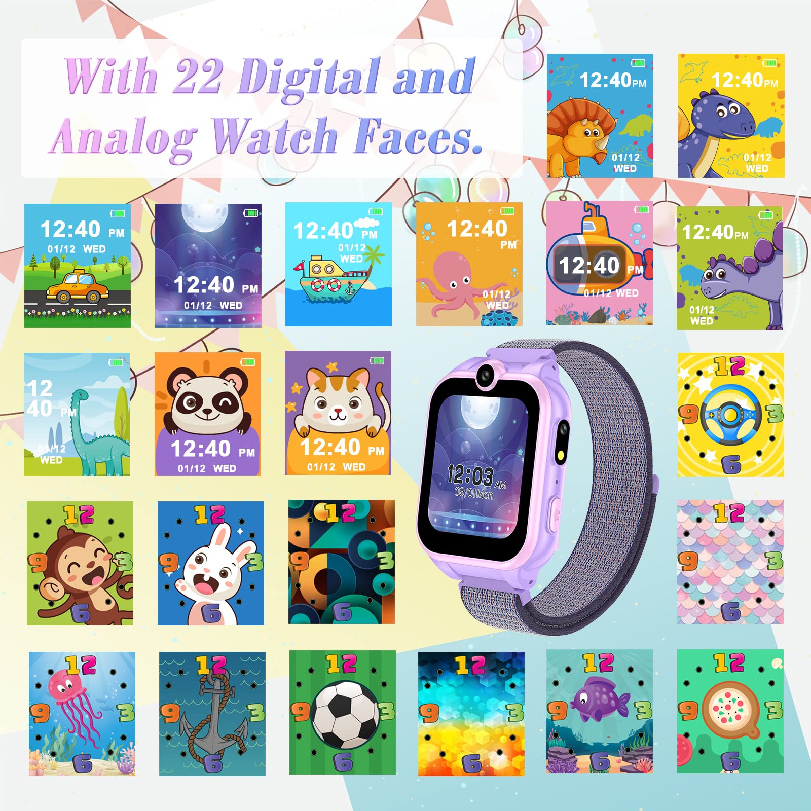 Smart Watch for Kids 4-10 Years Old - Waterproof Touchscreen GPS Tracker with Dual Camera, 18 Games, Music Player & Alarm Clock | Perfect Birthday Gift for Boys & Girls | School, Outdoor Play & Safety Tracking