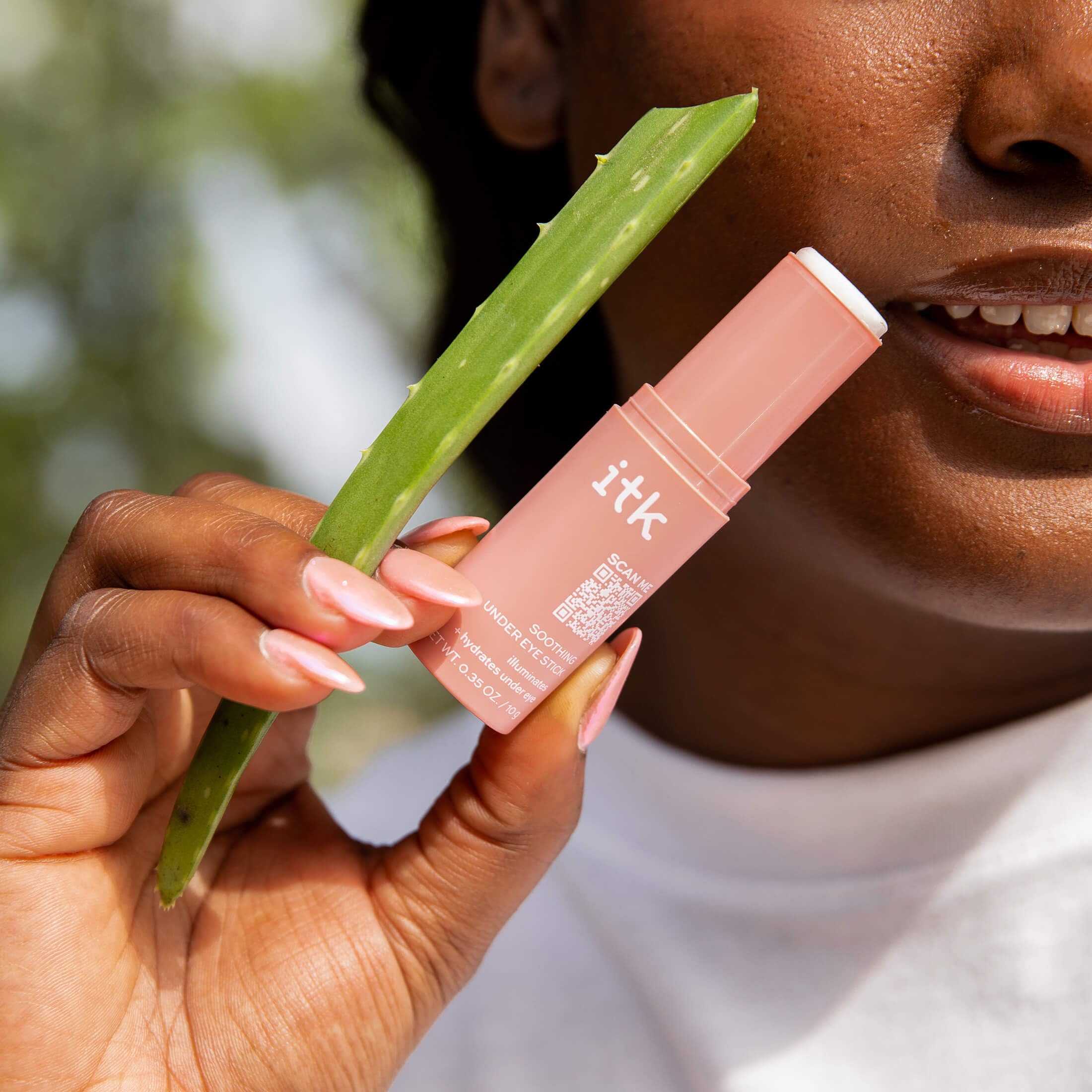 ITK Skincare Caffeine & Aloe Vera Under Eye Stick - Dark Circle Treatment for Puffy Eyes, Fine Lines & Wrinkles - Hydrating Eye Balm Reduces Redness & Brightens Skin - 0.5 oz Portable Stick for Travel, Office & Daily Skincare Routine