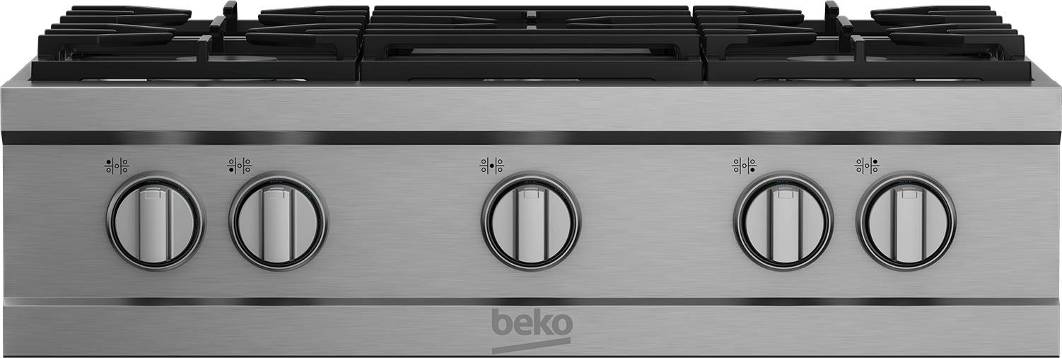 Beko PRGRT30500SS 30-Inch Stainless Steel Built-In Gas Range Top - Professional Style Cooktop for Home Kitchen, Perfect for Baking, Roasting & Everyday Cooking