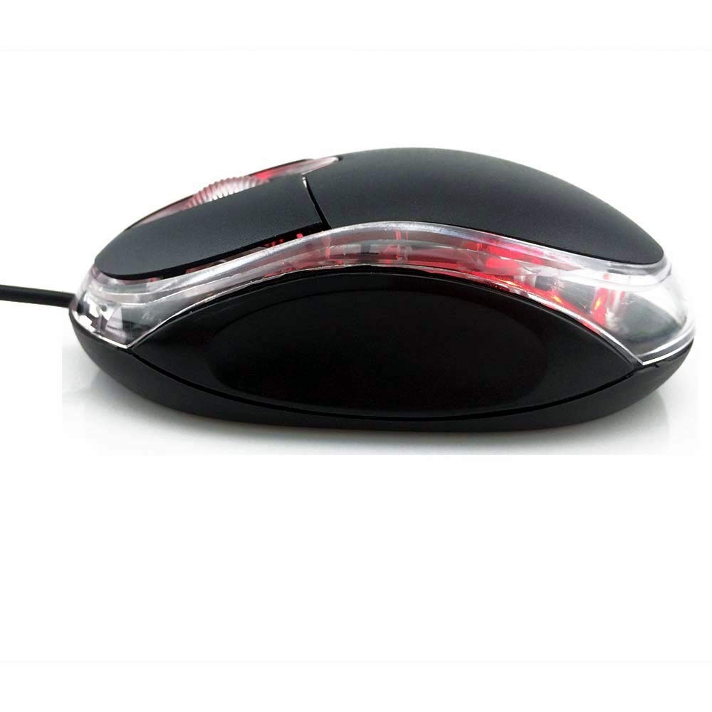 ANRANK UM2030AK Black USB Optical 3-Button Gaming Mouse with Scroll Wheel & LED Light - Ergonomic Computer Mouse for PC, Laptop, Office & Home Use - Perfect for Work, Gaming & Everyday Computing