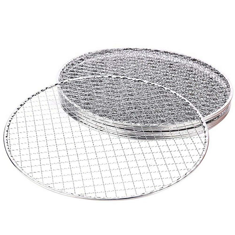 5Pcs/Set 24cm Round Disposable BBQ Grill Rack - Barbecue Wire Rack, Roast Net Grate Mesh for Grilling, Baking & Cooling - Perfect for Outdoor Camping, Picnics and Backyard BBQs