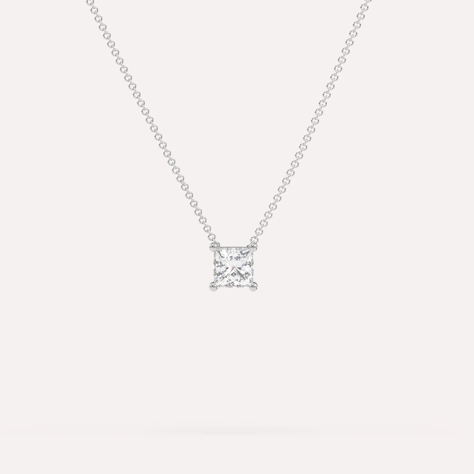 1/2 Carat Princess Cut Floating Diamond Necklace - Elegant 14K Gold Pendant for Women - Perfect for Weddings, Anniversaries & Special Occasions
