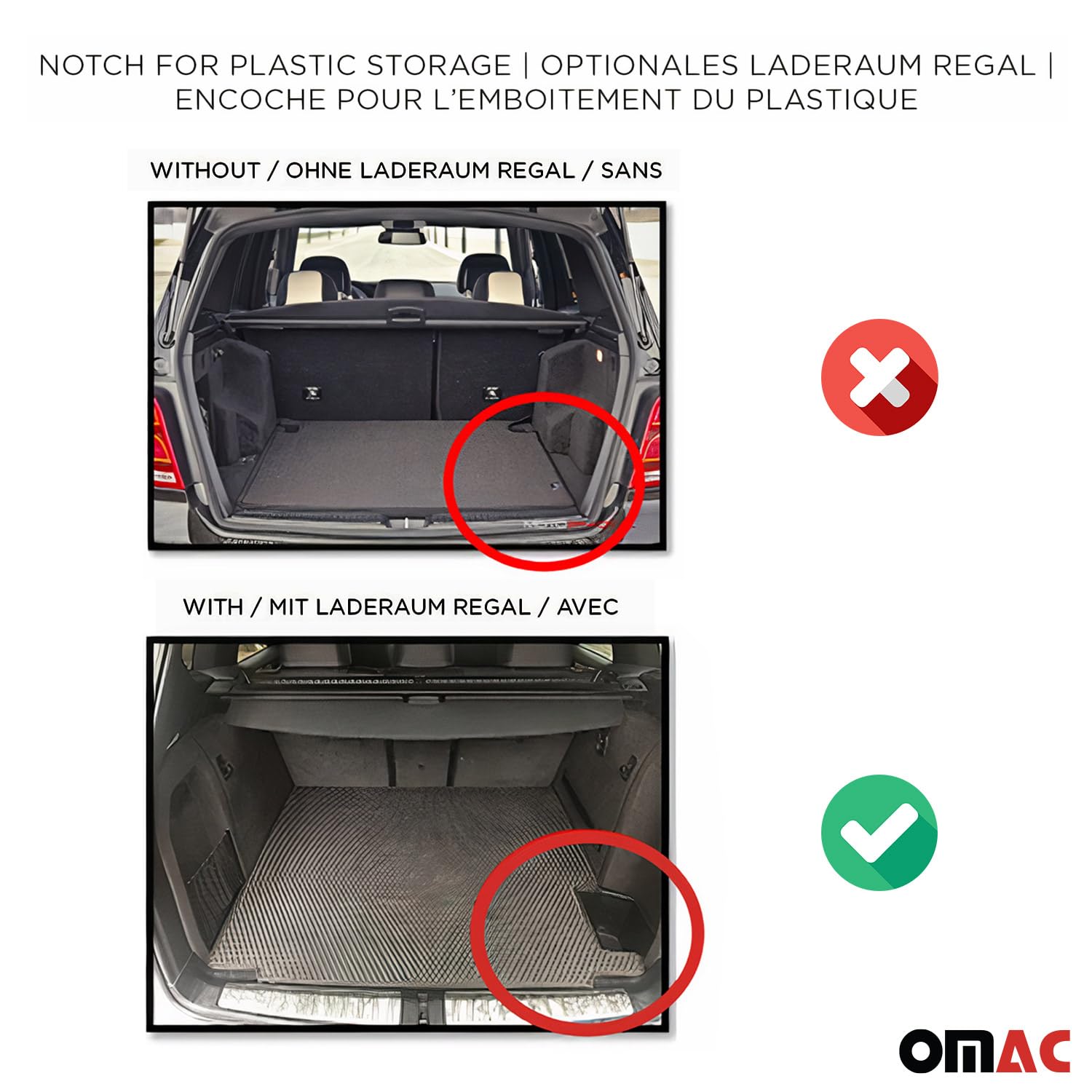 OMAC Premium Cargo Mats Liner for Mercedes CLA C118 2020-2025 - Heavy Duty Rubber TPE Trunk Mat - All Weather Protection & Anti-Slip Design - Perfect for Road Trips, Groceries & Outdoor Adventures