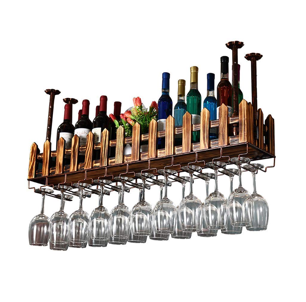 Premium Solid Wood Ceiling Mounted Wine Rack - Hanging Wine Glass & Bottle Holder for Bars, Restaurants & Home (60x20cm) - Perfect for Kitchen, Dining Room & Wine Cellar Organization
