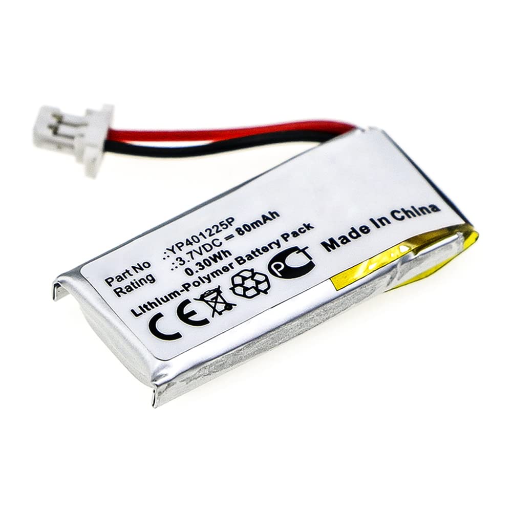 Synergy Digital Headset Battery Replacement - Compatible with Sena YP401225P (Li-Polymer 3.7V 80mAh) | Perfect for Motorcycle Communication Headsets & Long Rides