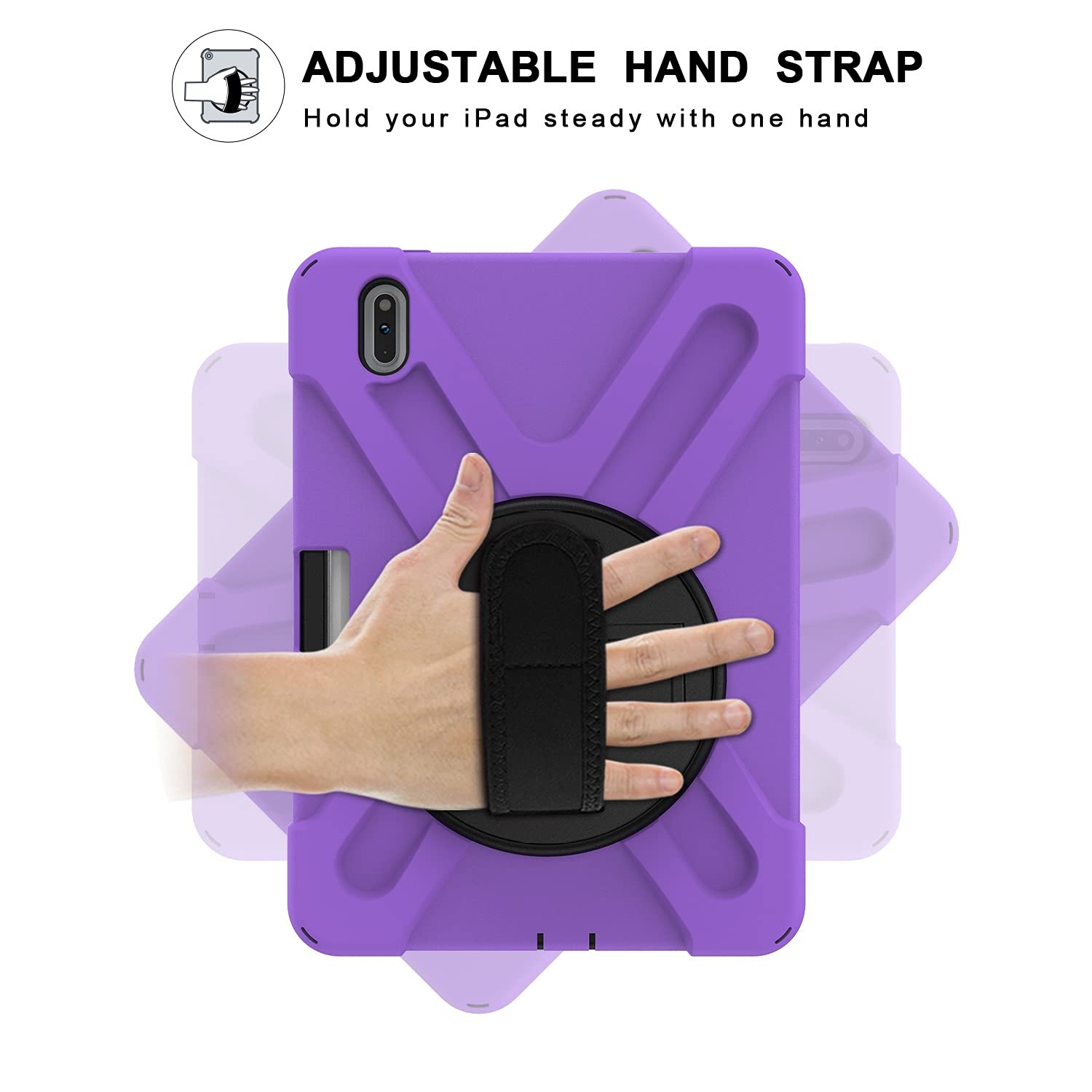 Premium Shockproof Kids Tablet Case for Huawei MatePad Pro 10.8/10.8 5G - Rotating Stand with Hand Strap & Shoulder Strap (Purple) - Perfect for School, Travel & Home Use