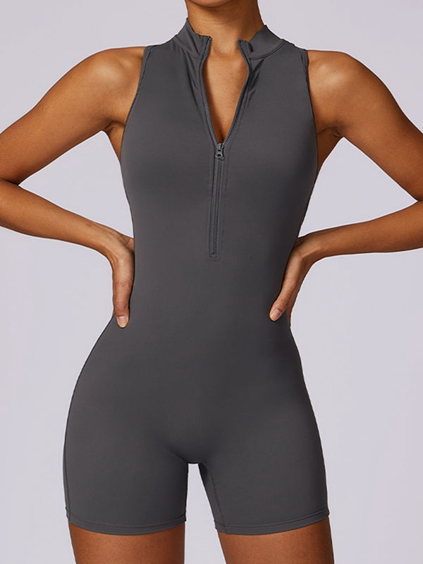 ZASUWA Women's Sexy Backless Zipper Romper Jumpsuit - Stretchy Scrunch Bum One Piece for Nightclub, Party & Date Night Outfits