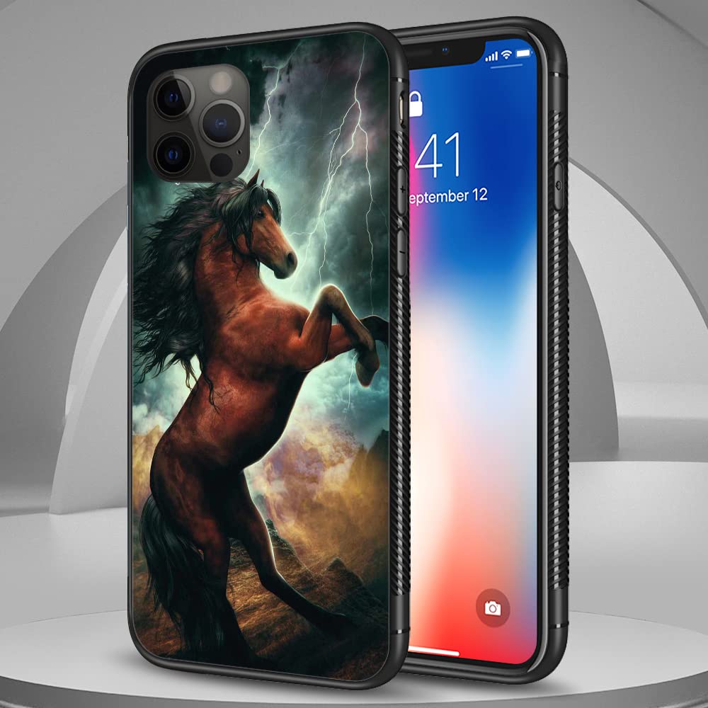 Premium iPhone 12 Pro Max Case with Unique Horse Pattern - Shockproof Hard PC Back & Anti-Slip TPU Bumper Protective Cover for Women (6.7 inch) - Perfect for Everyday Use, Work, and Outdoor Activities