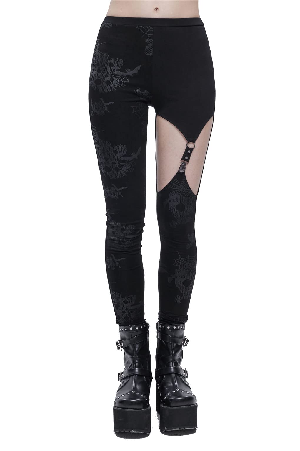 Punk Rock Black Leggings for Women - Gothic Spider Web Print Stretchy Yoga Pants | Perfect for Halloween, Concerts & Alternative Fashion
