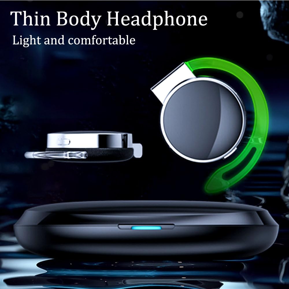Open Ear Wireless Bluetooth Headphones - Clip On Running & Workout Earbuds with Over Ear Design for Gym, Cycling & Outdoor Sports (F2-Black)