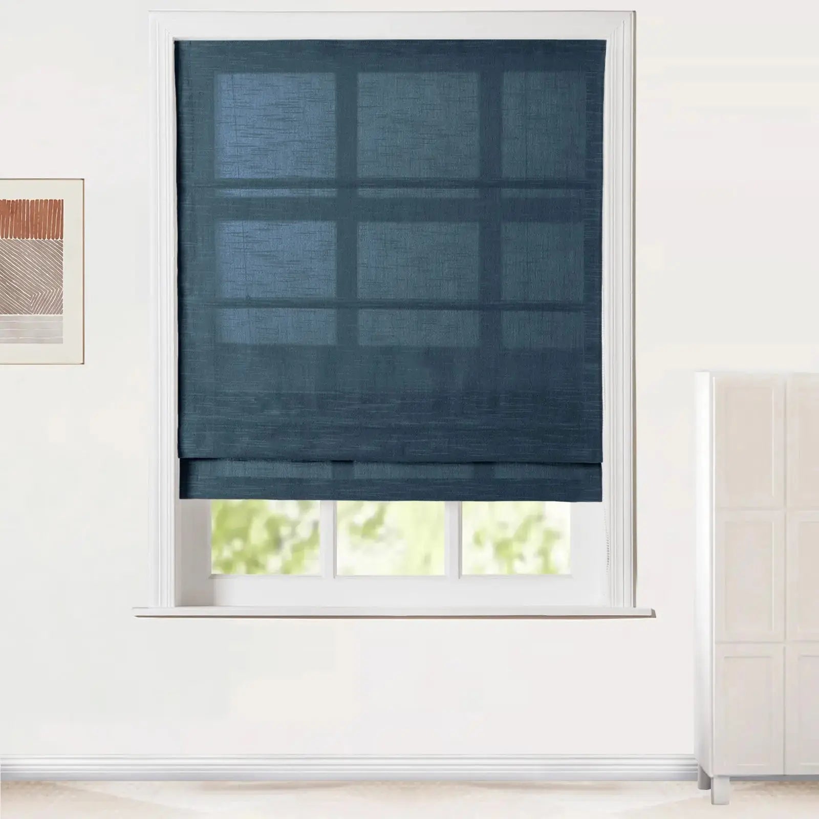 Jawara Linen Cotton Roman Shade with Cord Lift - Elegant Window Treatment for Living Room, Bedroom & Office