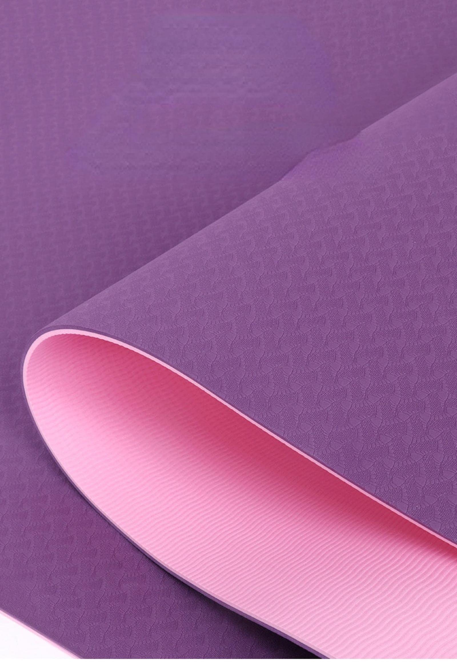 Premium Non-Slip TPE Yoga Mat with Two-Color Alignment Lines - Dark Purple & Light Pink for Yoga, Fitness, Dance, Jump Rope & Home Workouts | Eco-Friendly Exercise Mat for Studios & Outdoor Use