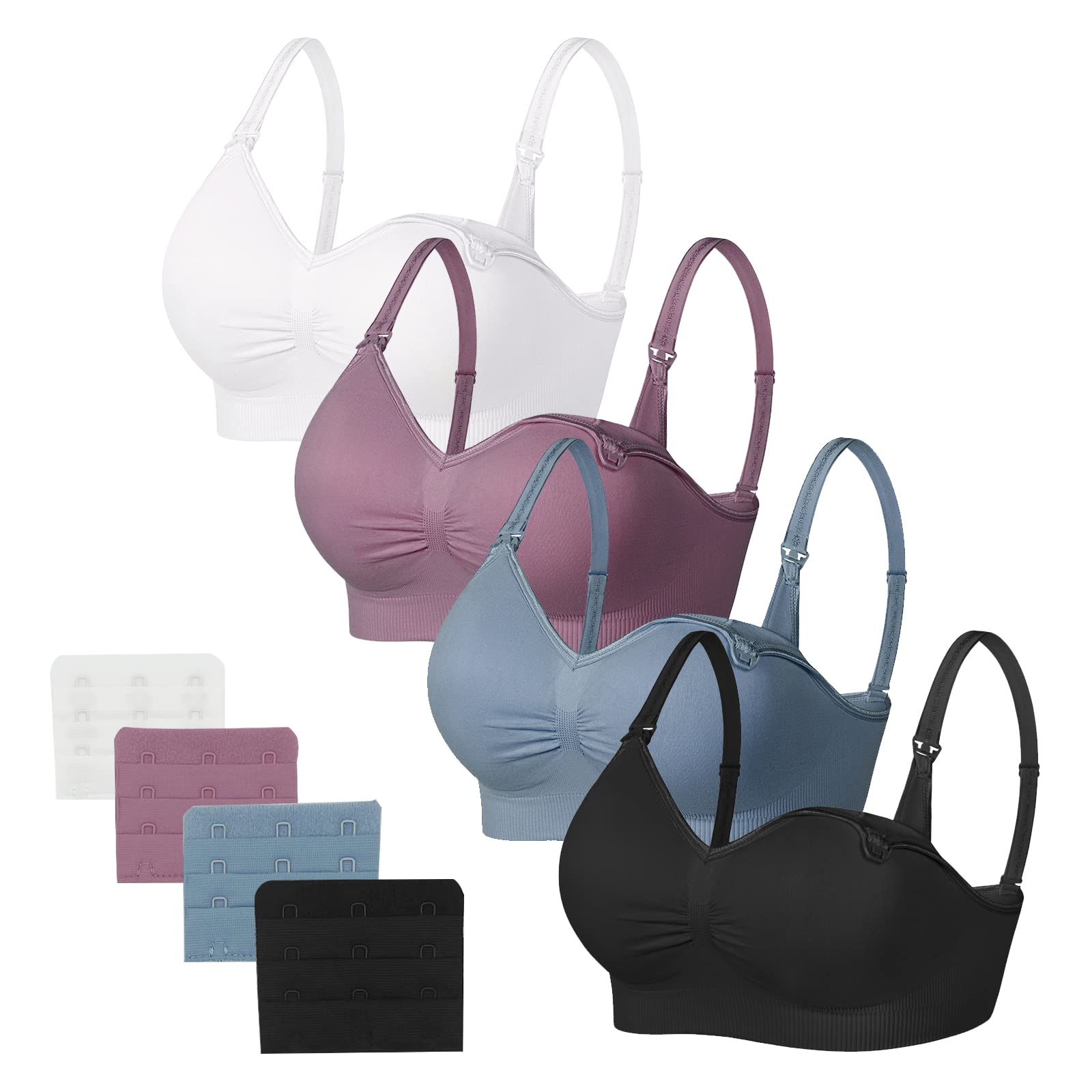 JAMRID Seamless Nursing Bras for Breastfeeding & Maternity - Comfortable Pregnancy Bralette with Extra Extenders - Perfect for Sleeping, Nursing & Everyday Wear