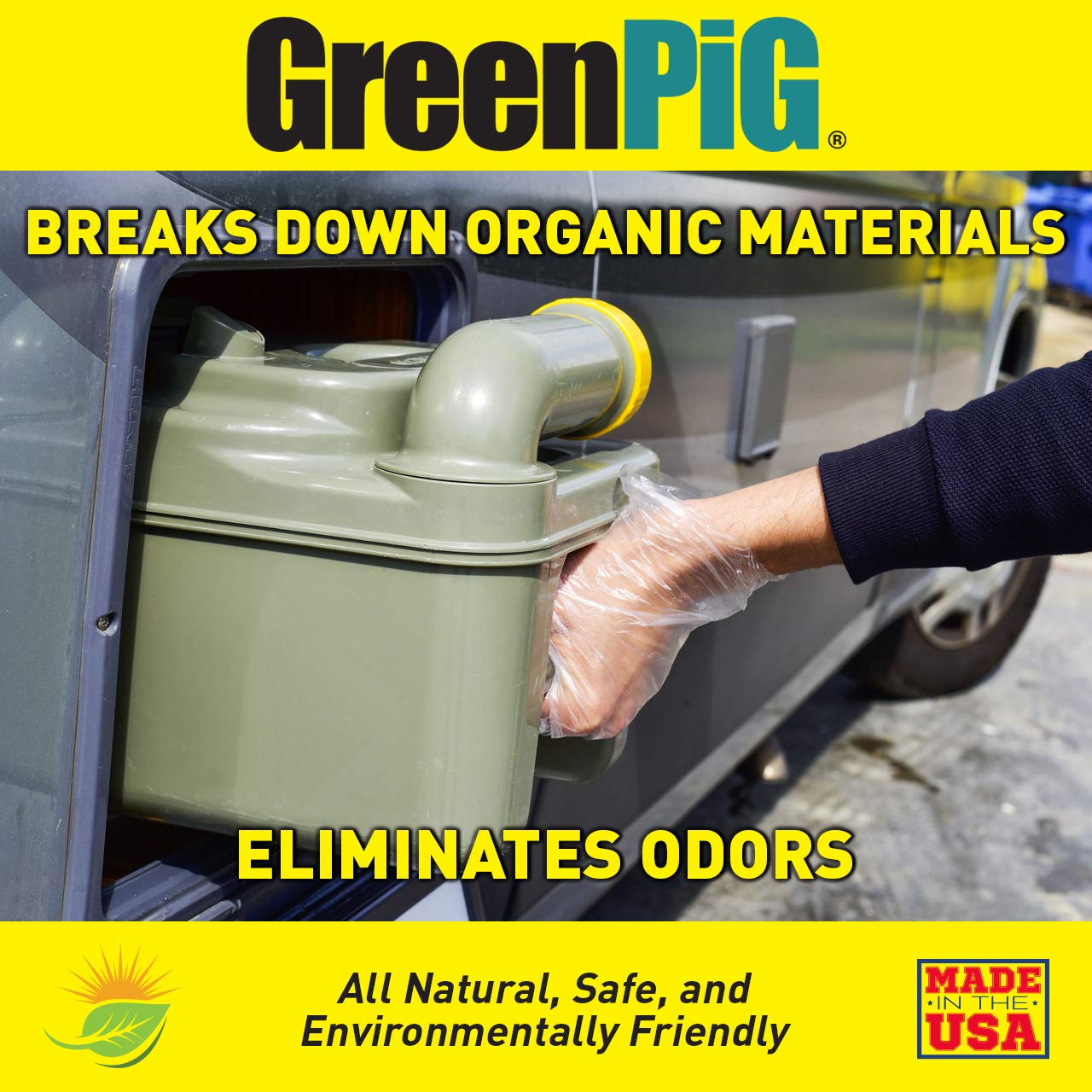 Eco-Friendly GREEN PIG RV & Marine Holding Tank Treatment - Waste Digester & Odor Eliminator for Motorhomes, Boats, Campers | 1 Quart | Perfect for RV Trips, Camping & Marine Sanitation