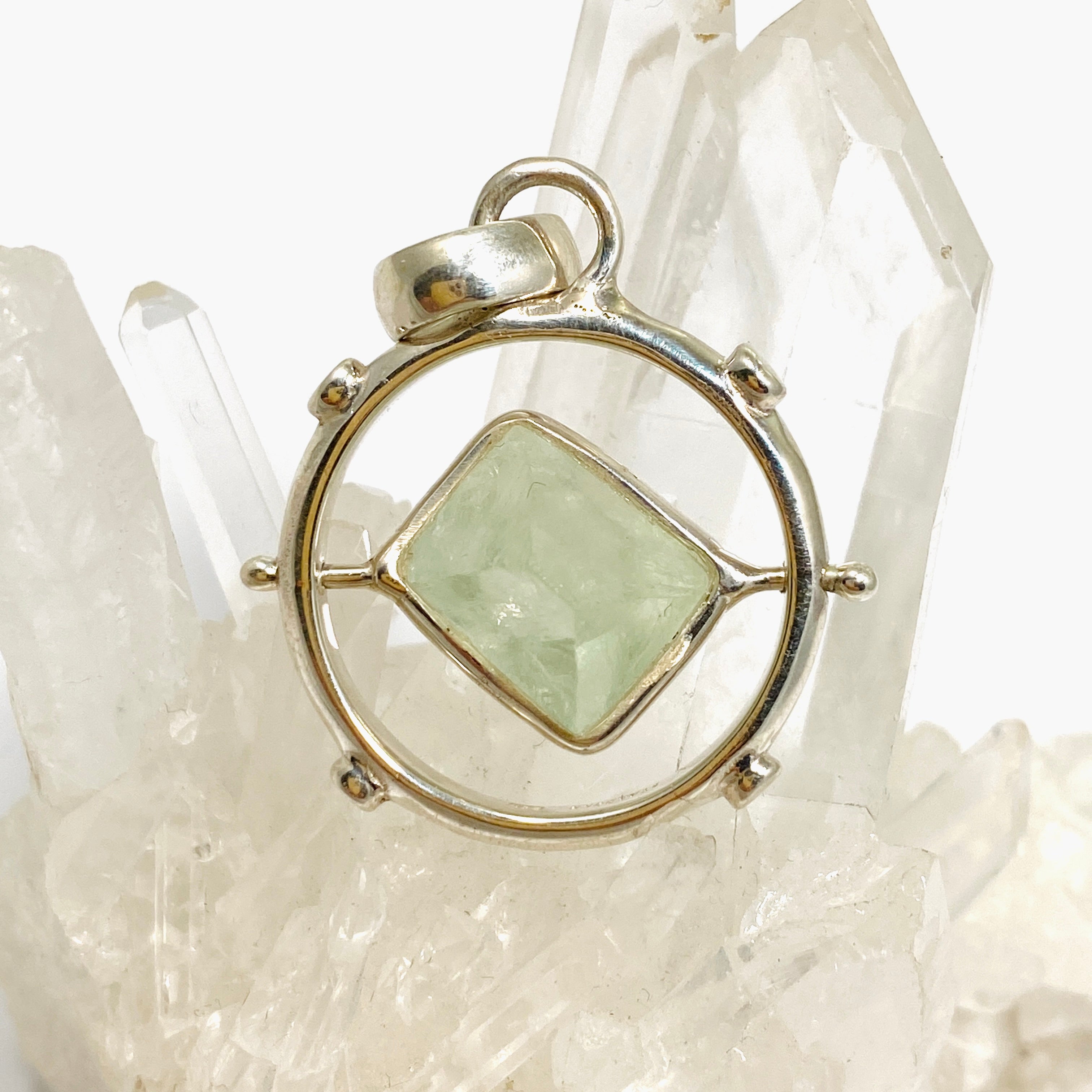 Natural Fluorite Octahedron Raw Crystal Pendant - Healing Stone Jewelry for Meditation, Energy Work & Spiritual Gifts (GPJ20)