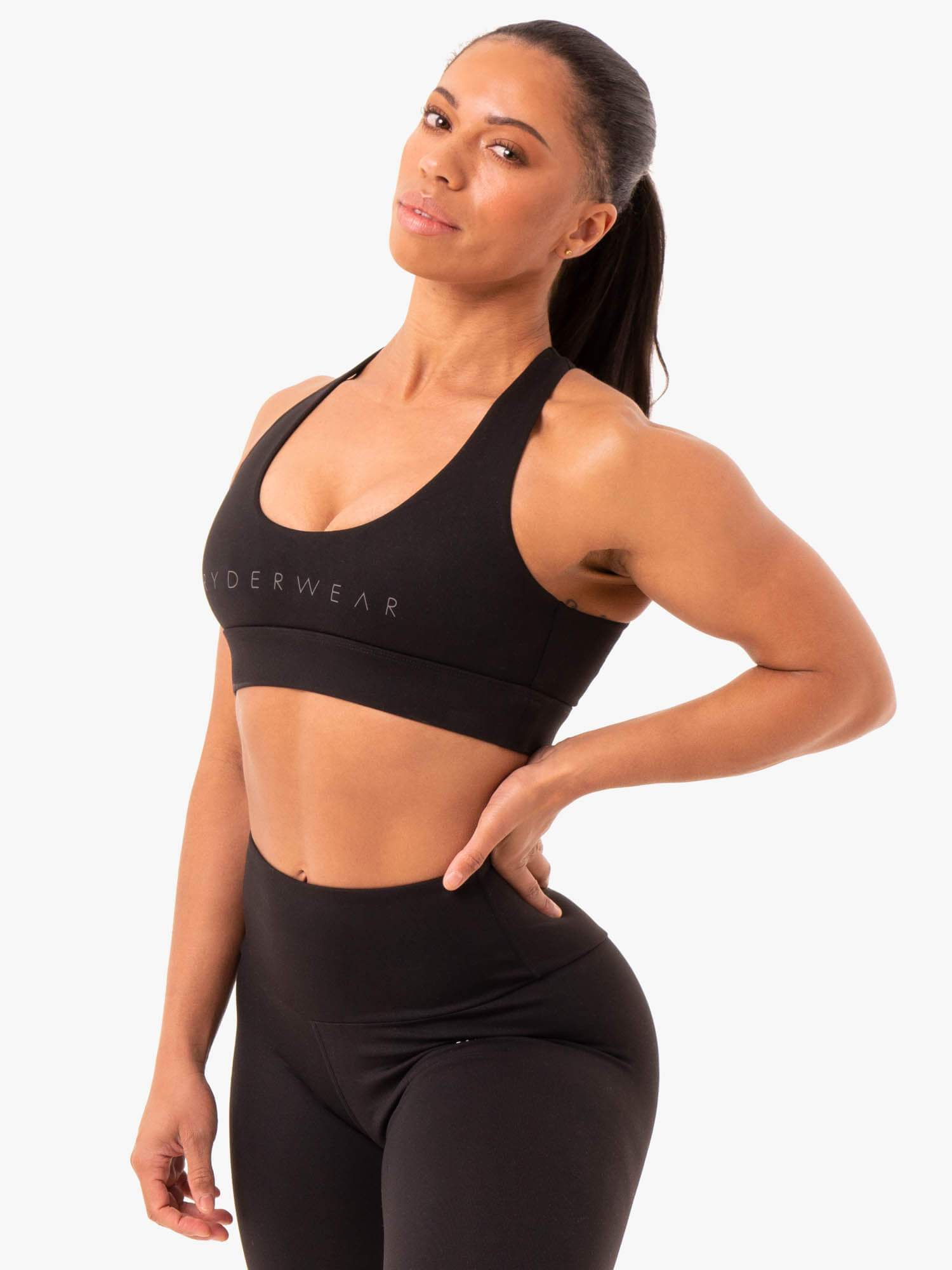 Staples Cross Over Sports Bra for Women - High Support Workout Bra in Black - Perfect for Running, Yoga & Gym