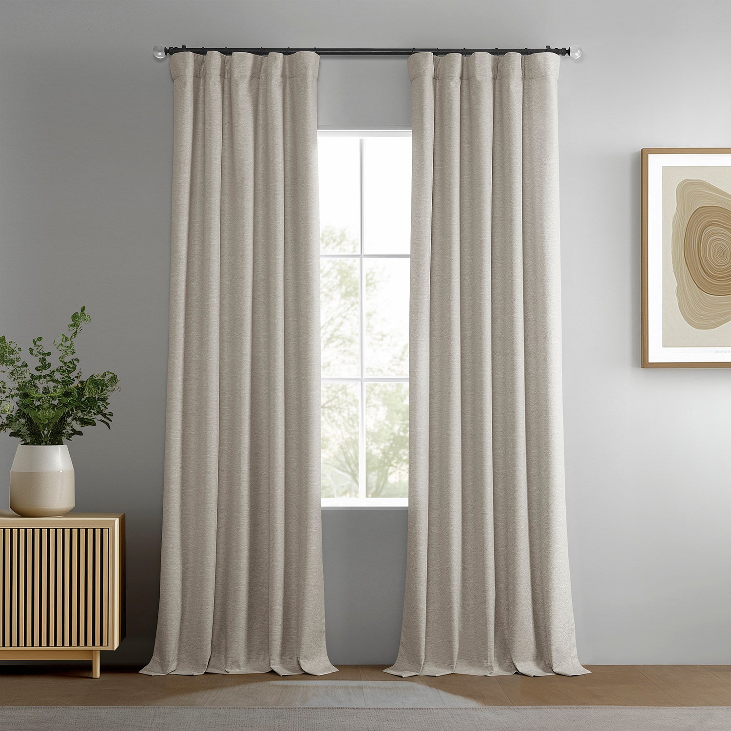 Boho Chic Faux Linen Blackout Curtains - Coastal Beige (Set of 2 Panels) for Living Room & Bedroom Window Treatments | Noise Reducing & Light Blocking