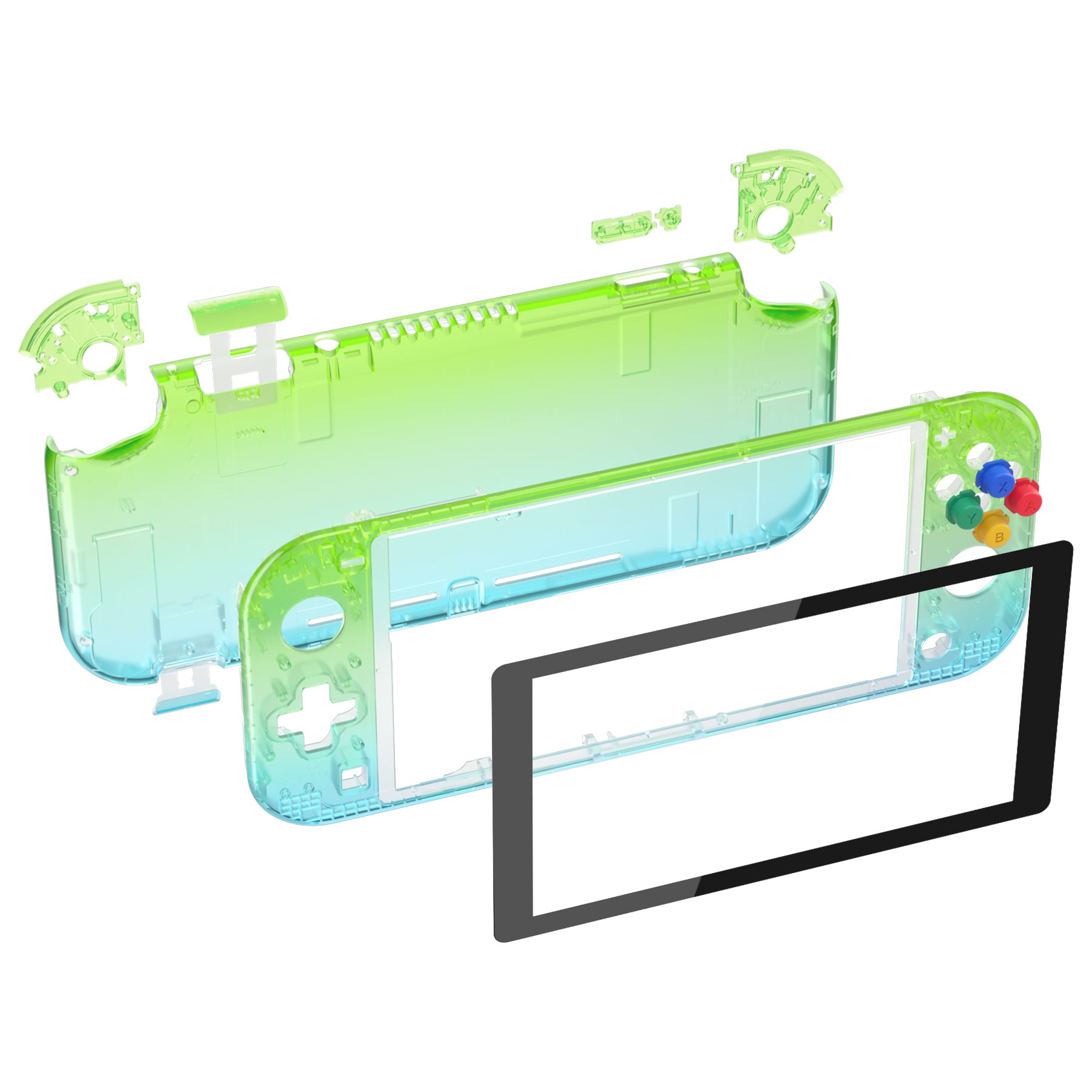eXtremeRate Gradient Translucent Green Blue DIY Replacement Shell for Nintendo Switch Lite - Custom Controller Housing with Screen Protector | Perfect for Gaming Enthusiasts & Switch Lite Modders | Enhance Your Handheld Console Experience