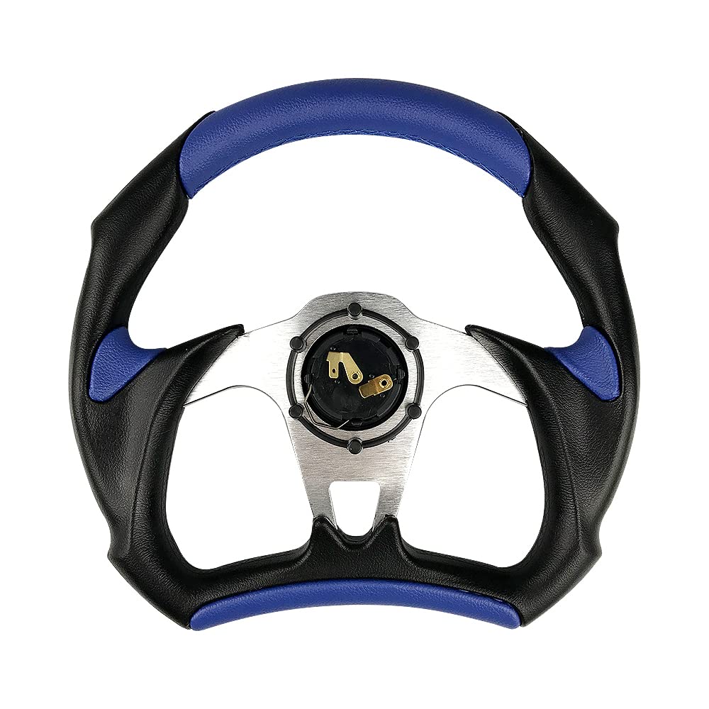 Universal Fit 12.5 Inch (320mm) Racing Style Leather Steering Wheel - Blue - Perfect for Car Enthusiasts & Racing Simulation Setups