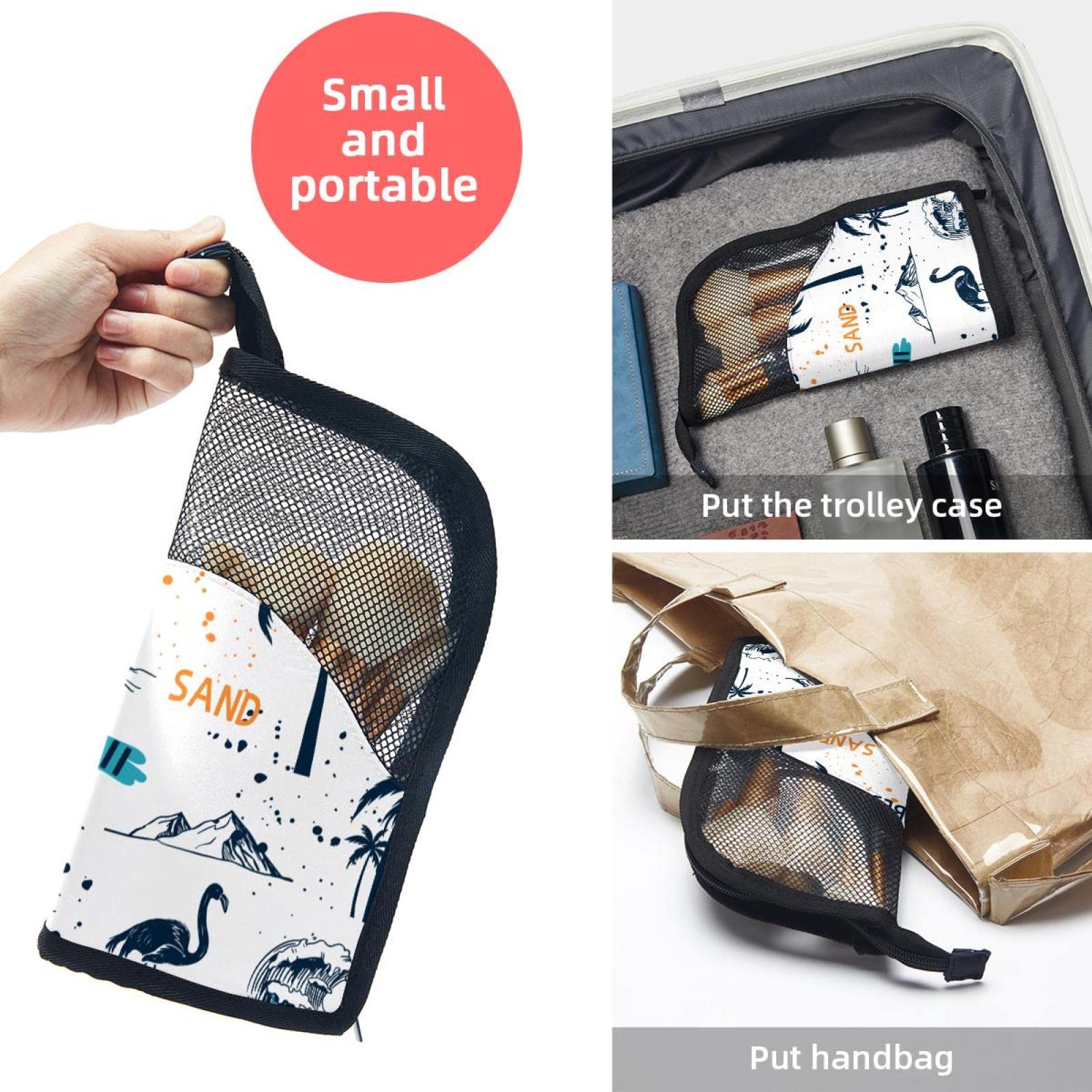12-Piece Makeup Brush Organizer Bag with Coconut Tree & Flamingo Design - Portable Travel Cosmetic Brush Holder Case for Women - Perfect for Home, Travel & Professional Makeup Artists