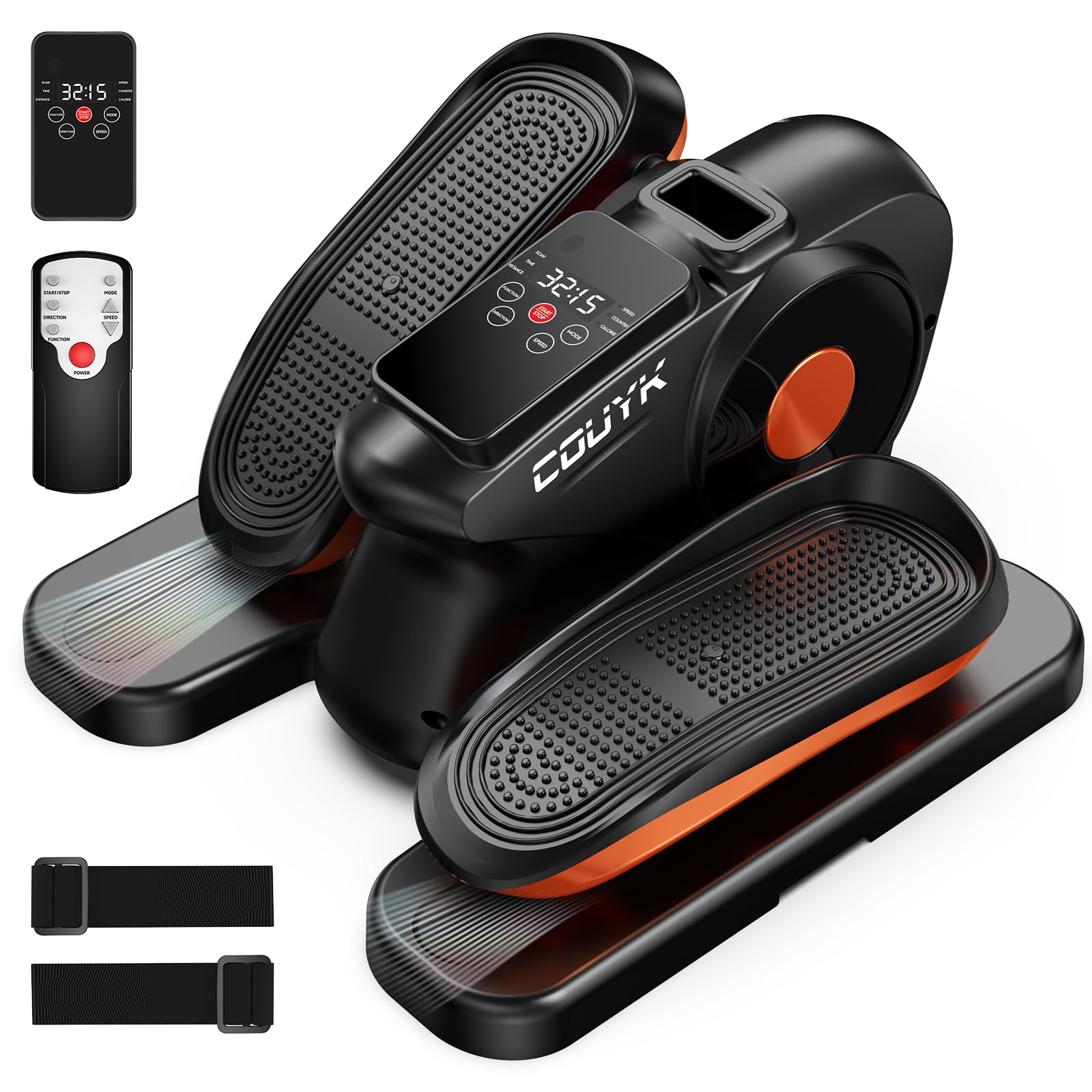 Under Desk Elliptical Machine - Quiet Portable Leg Exerciser with Display Monitor for Home & Office Use | Non-Slip Foot Straps, Remote Control & 12 Speed Levels | Ideal for Seniors, Adults & Sedentary Workers