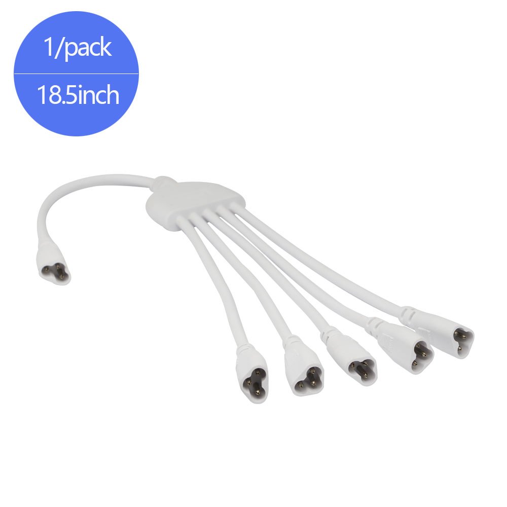 SinLoon T5 T8 LED Splitter Cable - 3 Pin 5 Way Connector for Ceiling Lights & LED Tube Lamps - Extension Cord for Home, Office, and Commercial Lighting Installations