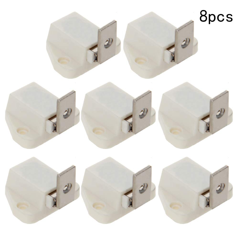 MroMax 8pcs White Magnetic Cabinet Latches - Double Touch Catch Press Latch for Kitchen Cupboard, Wardrobe & Furniture (Perfect for Easy Access Storage Spaces)