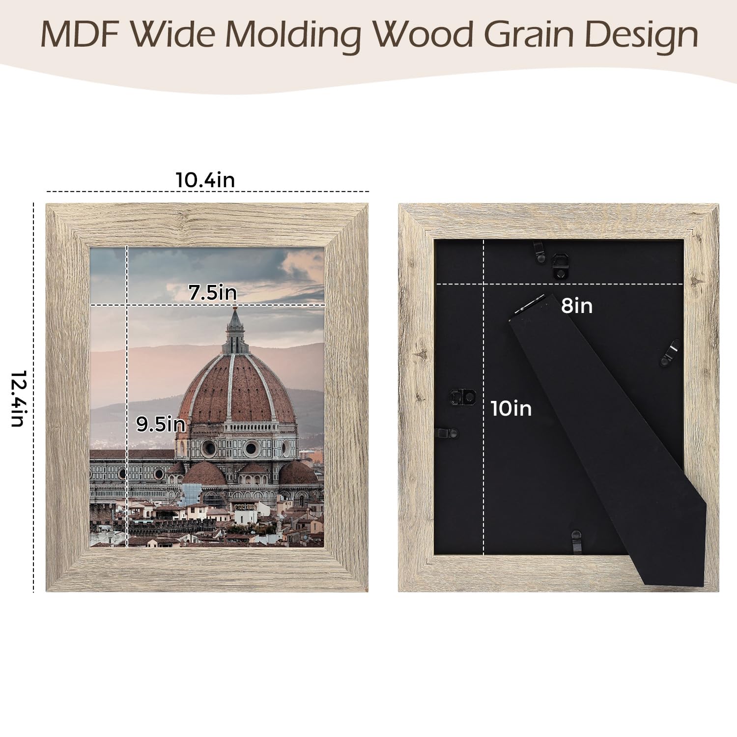 Golden State Art 8x10 Picture Frame - Country Wood Grain Style - Tabletop or Wall Display - Perfect for Photos, Gifts, Wedding Portraits & Home Decor (2 Pack, Beige) | Ideal for Living Room, Bedroom, Office & Gallery Wall Displays