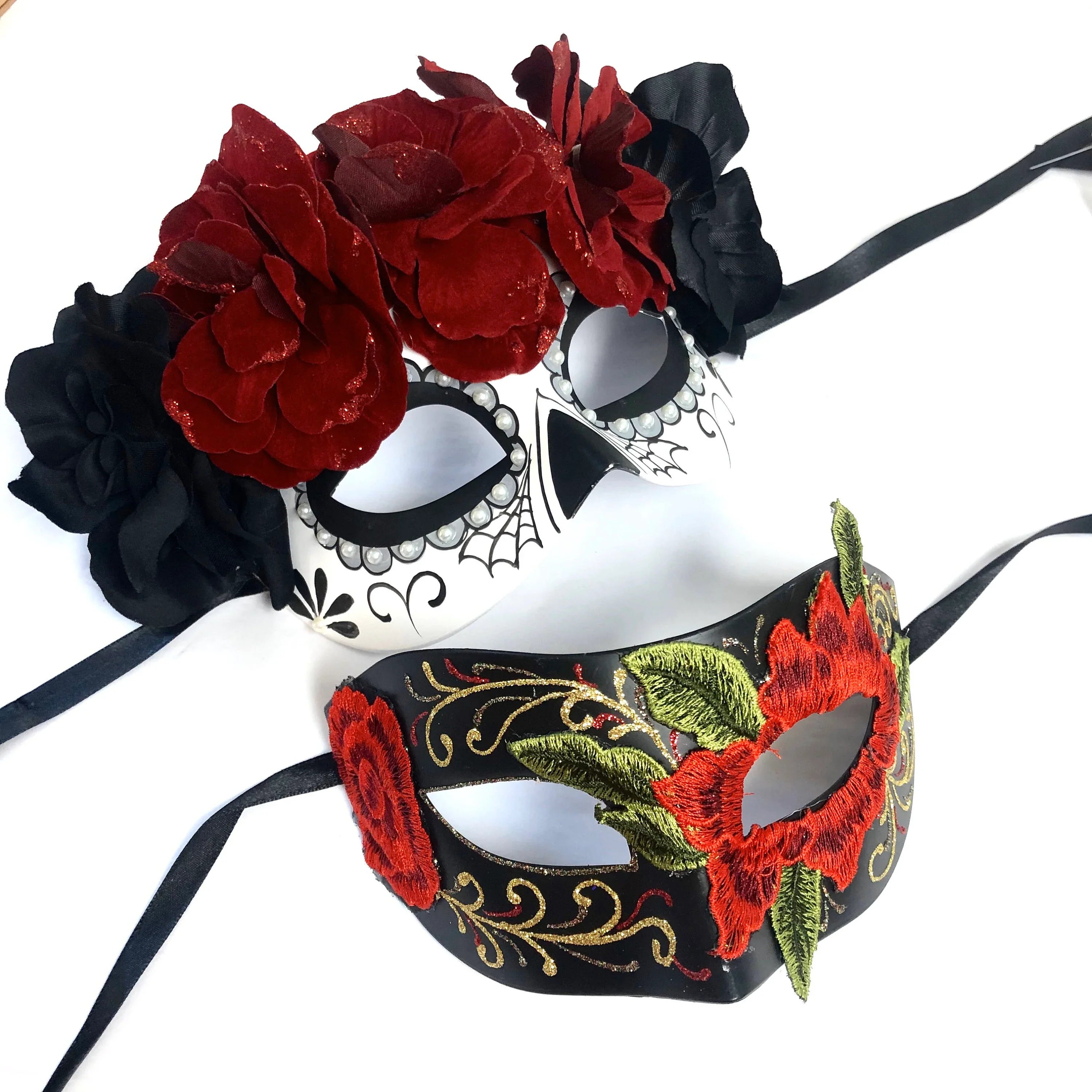 Day of the Dead Mask for Women & Men - Sugar Skull Halloween Costume Accessory for Dia de los Muertos Celebrations