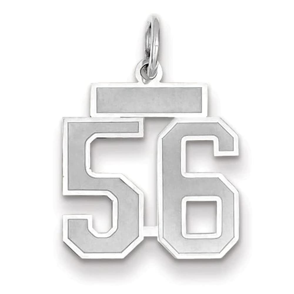 14K White Gold Satin Brush Finish Number 56 Charm Pendant - Elegant Jewelry Gift for Women, Perfect for Necklaces, Bracelets & Special Occasions