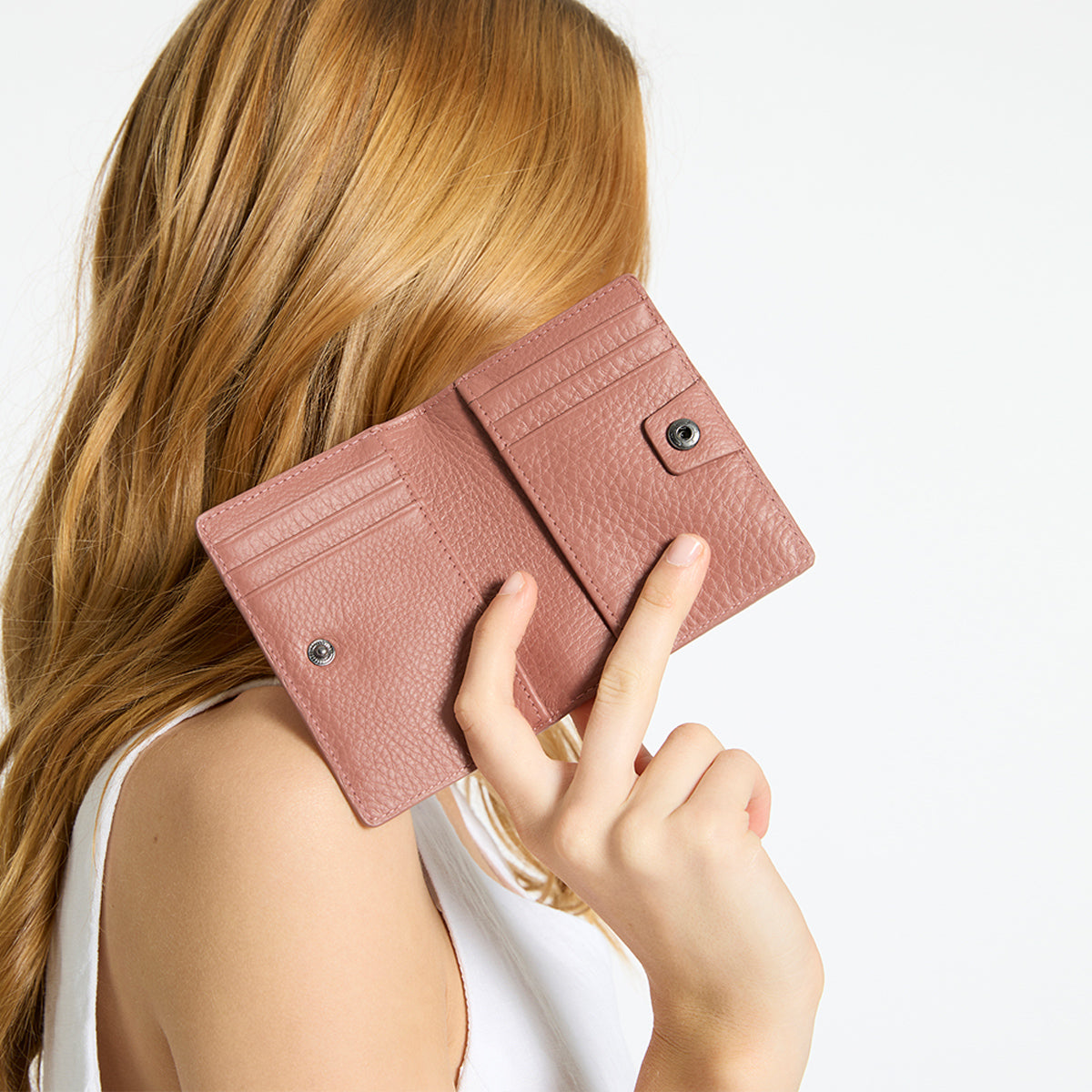 Easy Does It Wallet for Women - Slim RFID Blocking Minimalist Leather Card Holder (Dusty Rose) | Perfect for Travel, Everyday Use & Gift Giving