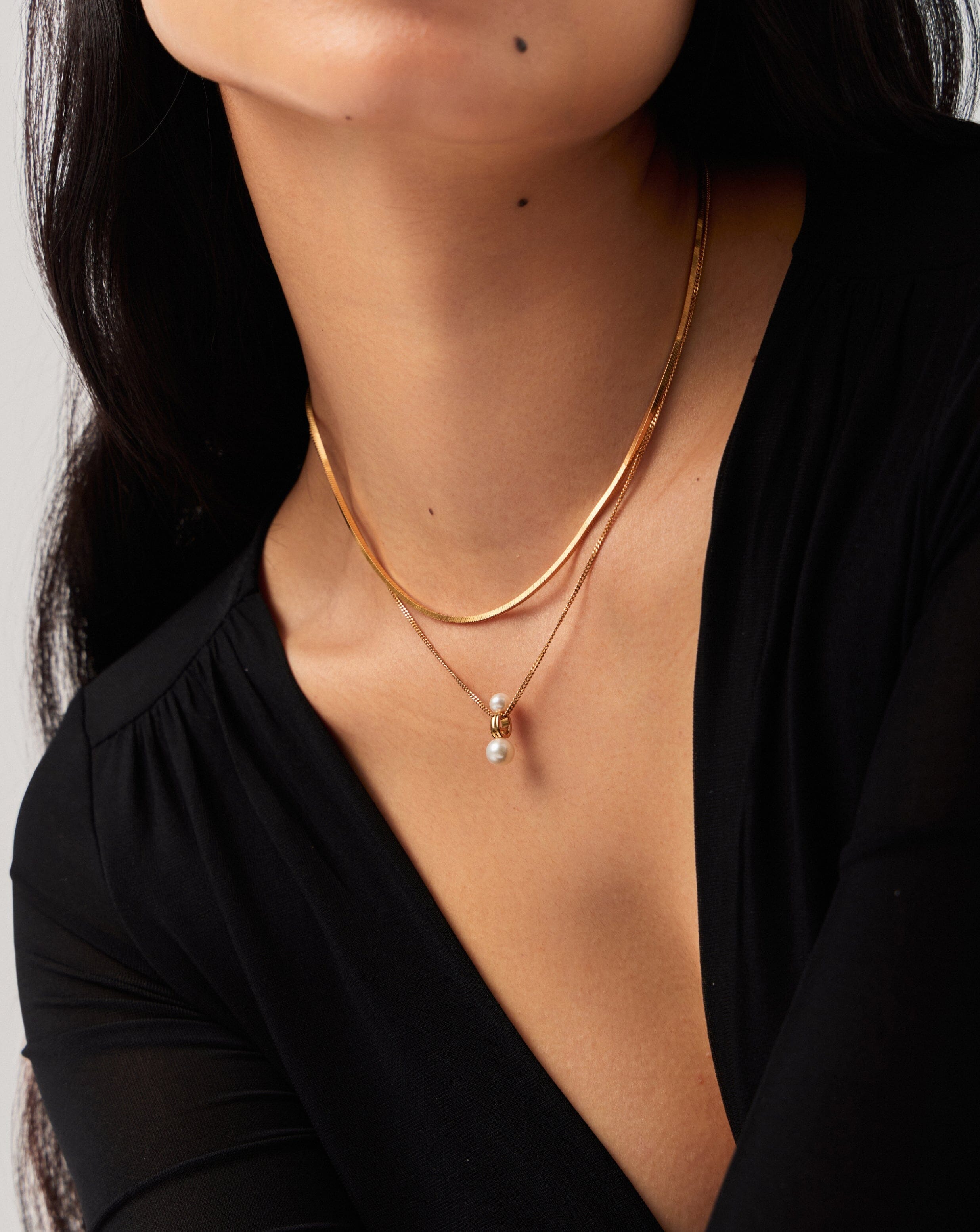 Pearl Ridge Pendant Chain Necklace - 18k Gold Plated Vermeil with Genuine Pearl | Elegant Jewelry for Women, Perfect for Weddings, Parties & Special Occasions