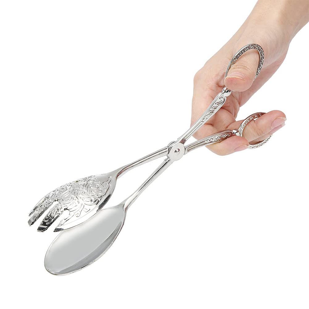 Premium Zinc Alloy Food Clip - Non-Slip Multi-Purpose Kitchen Tongs for Cooking, Baking, BBQ & Serving Bread (Silver) - Ideal for Home Chefs & Outdoor Picnics
