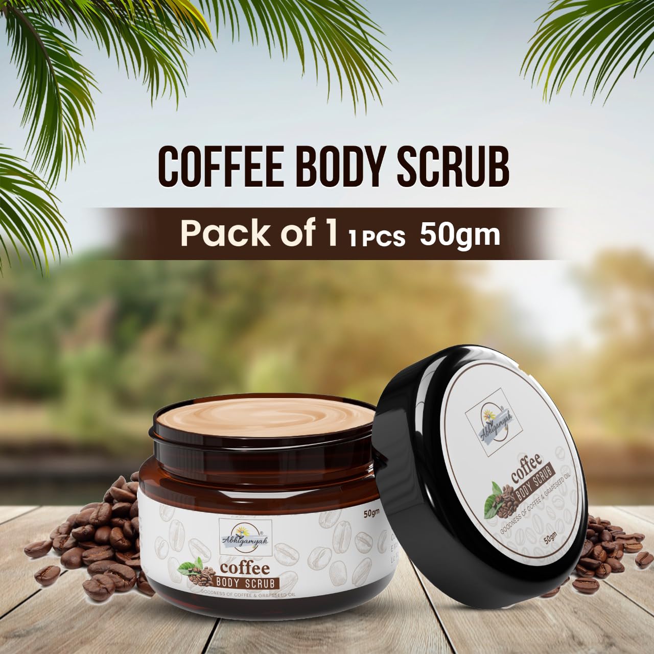 **Goodness Coffee & Grapeseed Oil Body Scrub – Natural Exfoliator for Tan Removal, Soft & Smooth Skin – 50g Pack – Perfect for Post-Sun Care & Spa Days**