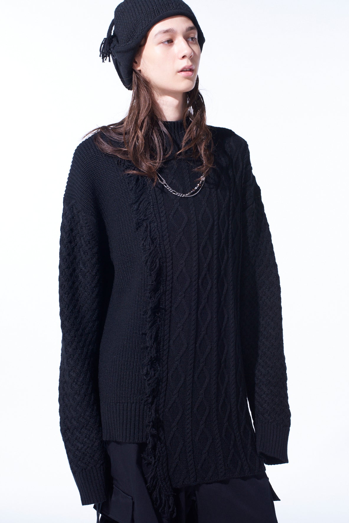 Corpilon Bulky Wool Asymmetrical Fringe Mock Neck Knit Sweater - Cozy Winter Pullover for Women, Perfect for Casual Outfits & Holiday Gatherings