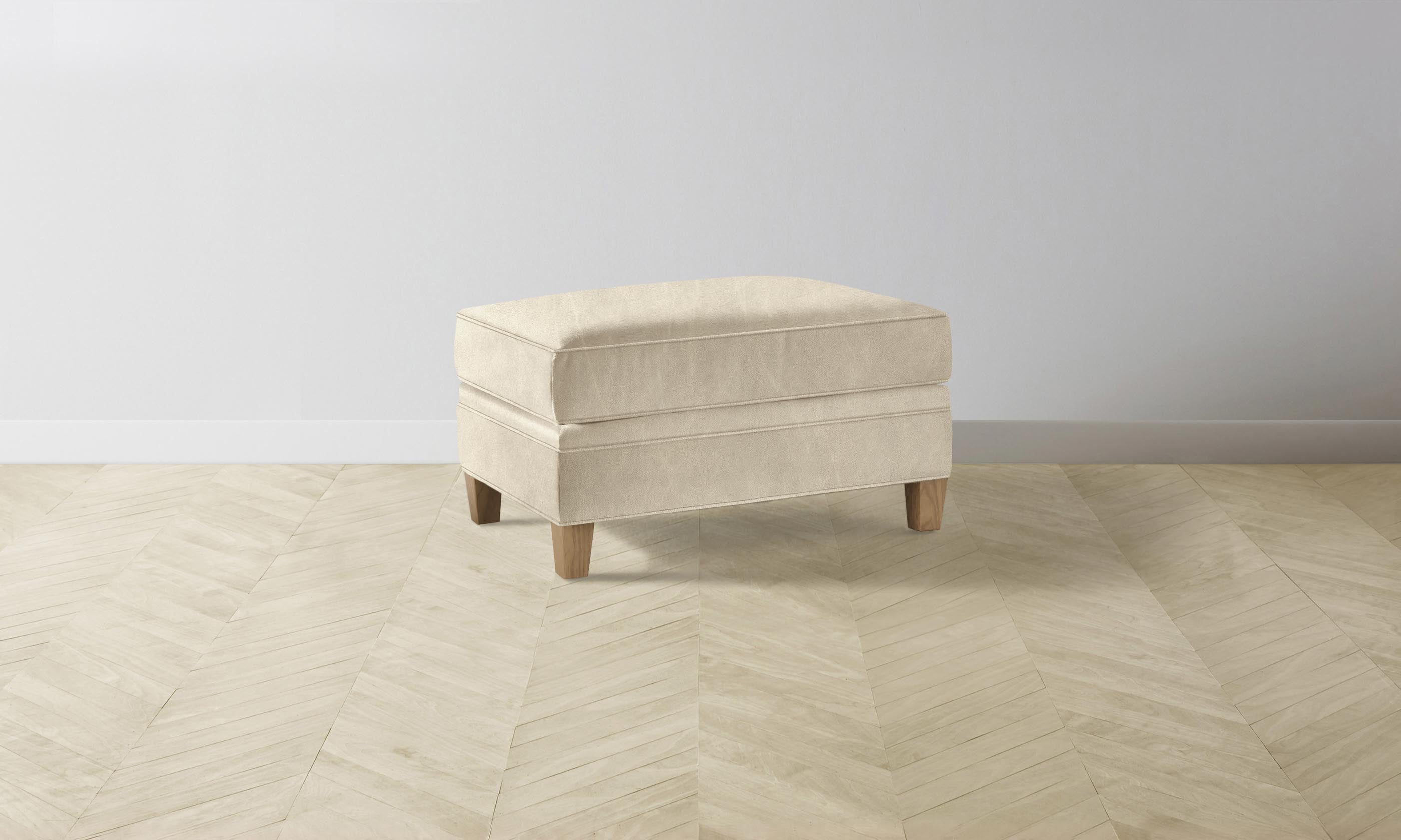Carmine Ottoman - Premium Tuscan Leather Footstool in Bisque | Elegant Living Room & Bedroom Accent for Comfort & Style