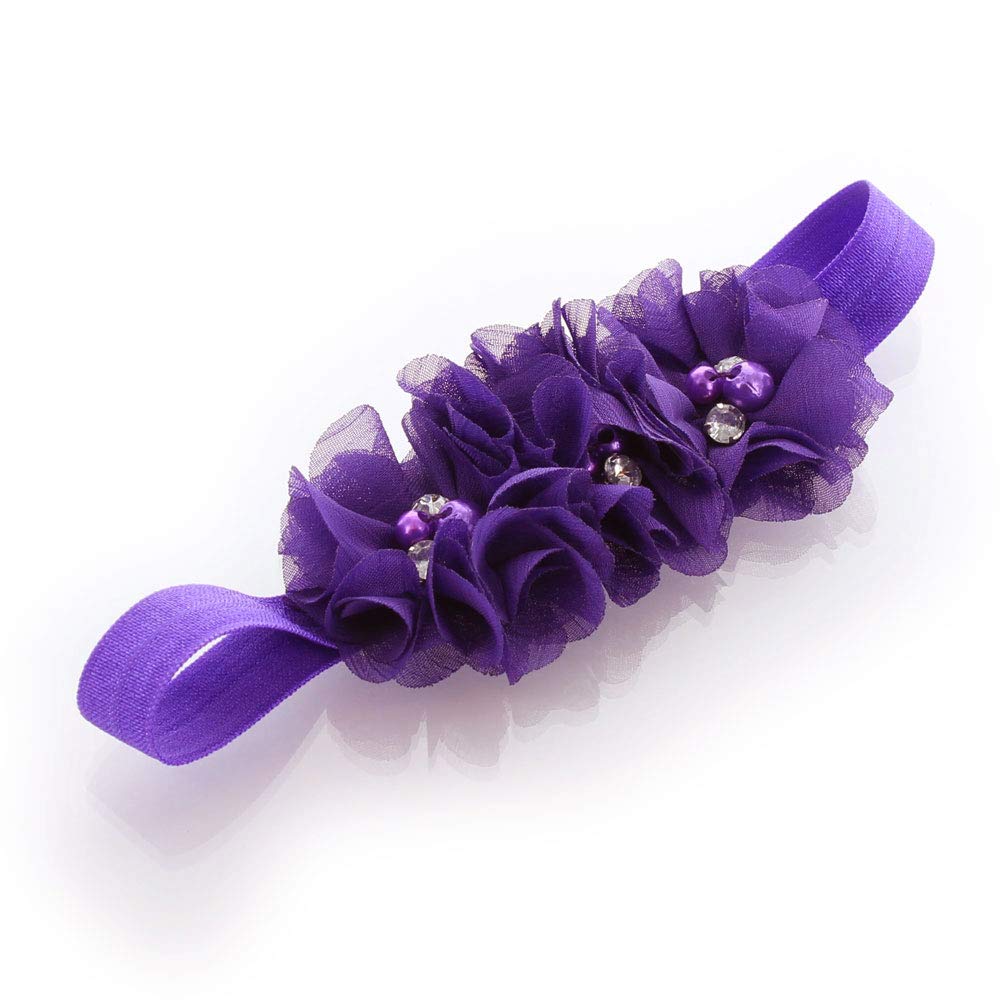 Lello Flower Headbands for Baby Girls & Toddlers - Stretchy Elastic Fabric Beaded Hair Accessories - Perfect for Parties, Photos & Everyday Wear