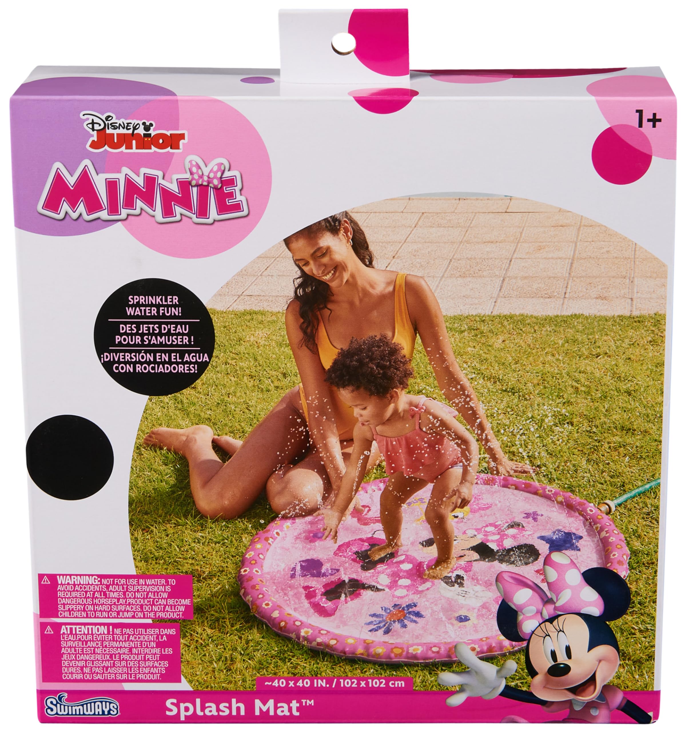 Minnie Mouse Splash Pad for Kids - SwimWays Outdoor Water Play Mat, Toddler Splash Toy for Ages 1+ | Perfect for Backyard, Pool Parties & Summer Fun